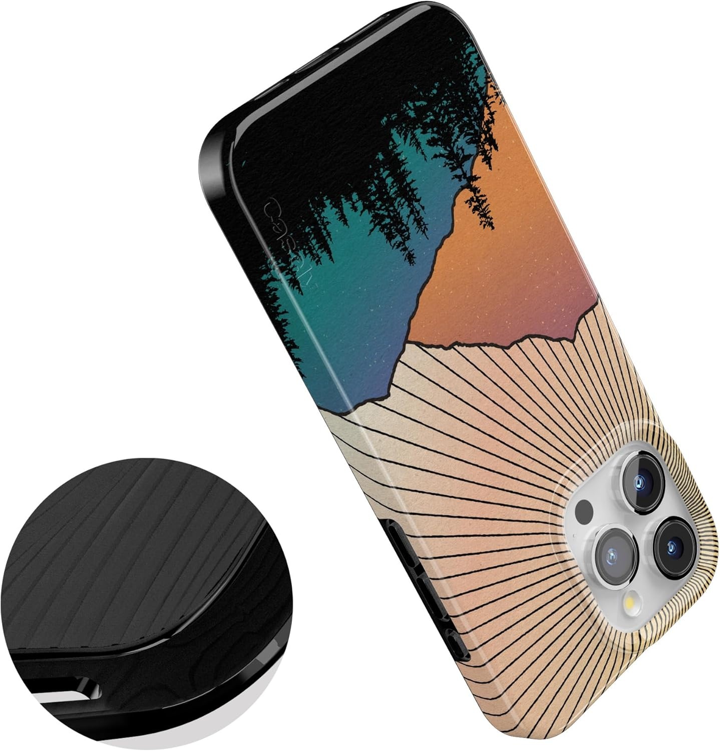 imageCasely iPhone 15 Pro Case Mountain Sunset Golden Hour Compatible with MagSafe Classic Ultra Slim Design
