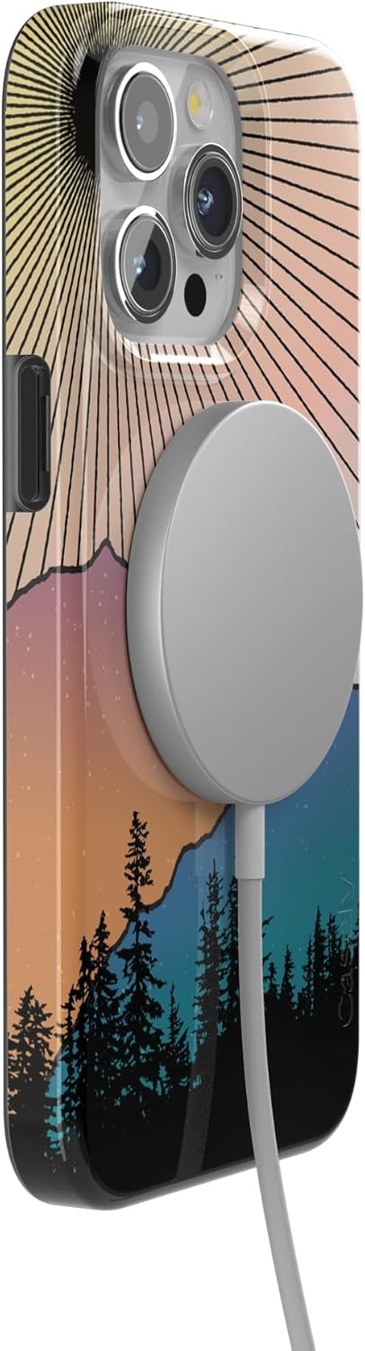 imageCasely iPhone 15 Pro Case Mountain Sunset Golden Hour Compatible with MagSafe Classic Ultra Slim Design