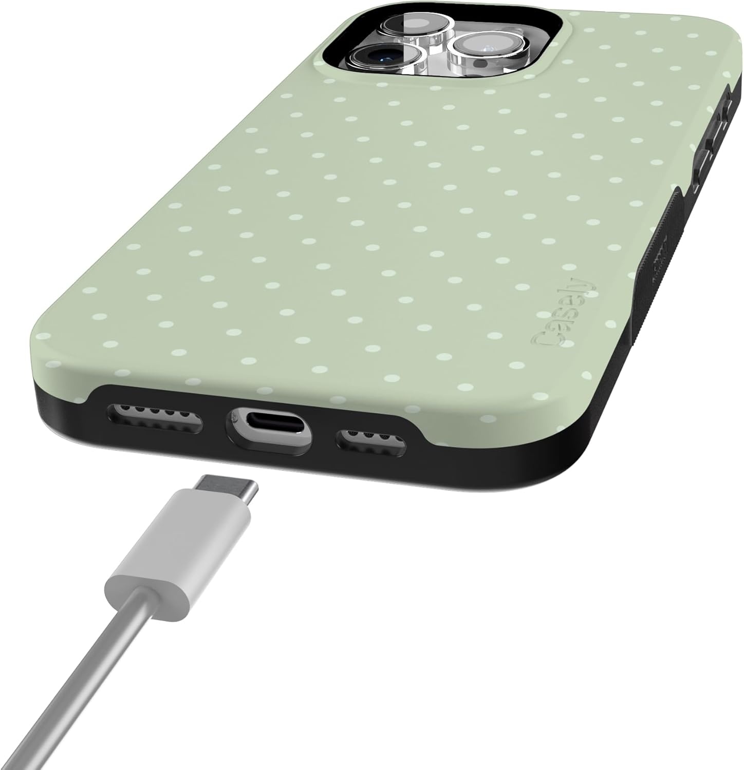 imageCasely iPhone 15 Pro Case On the Dot Green Polka Dot Bold Protective Design Compatible with MagSafe