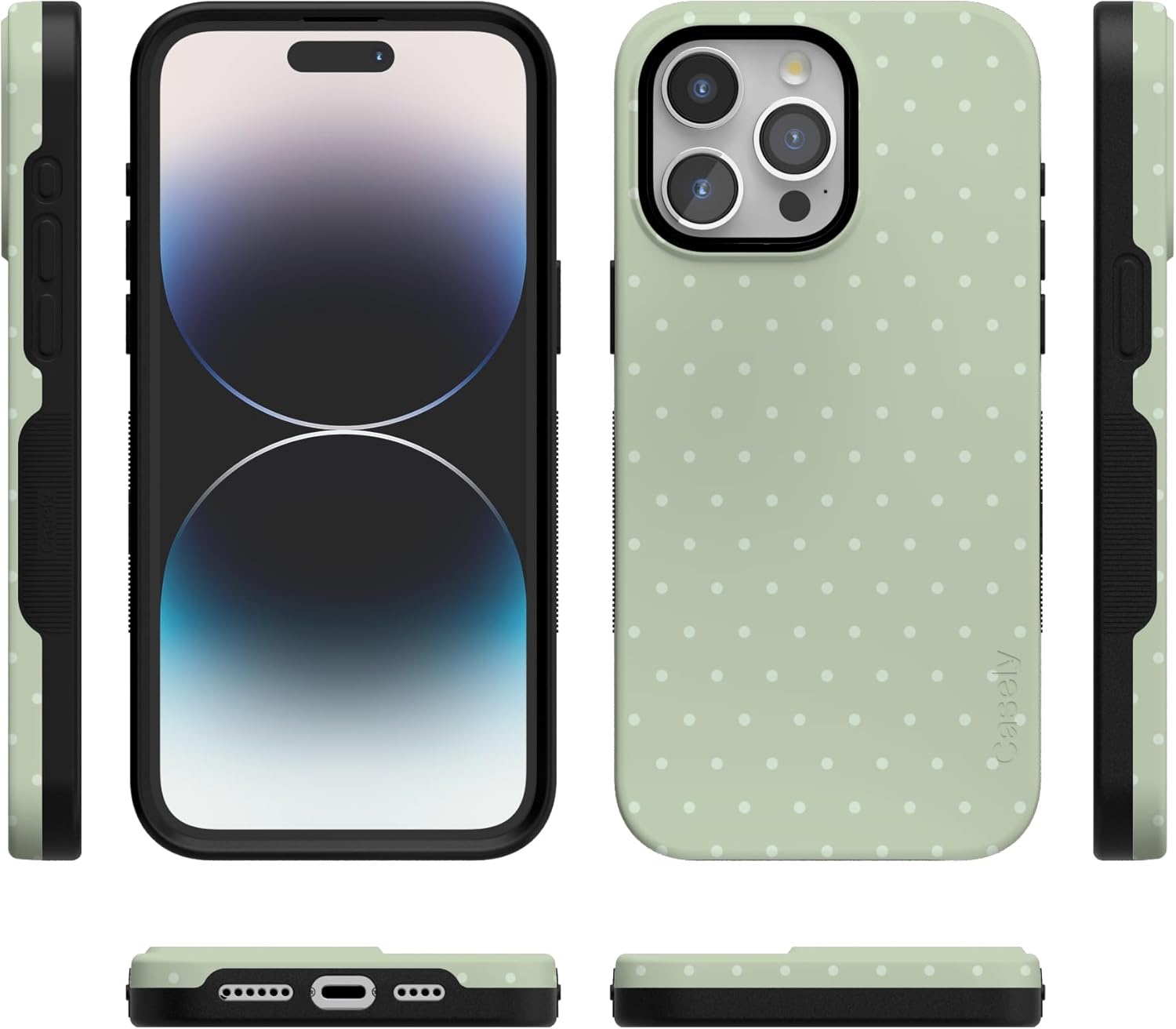 imageCasely iPhone 15 Pro Case On the Dot Green Polka Dot Bold Protective Design Compatible with MagSafe