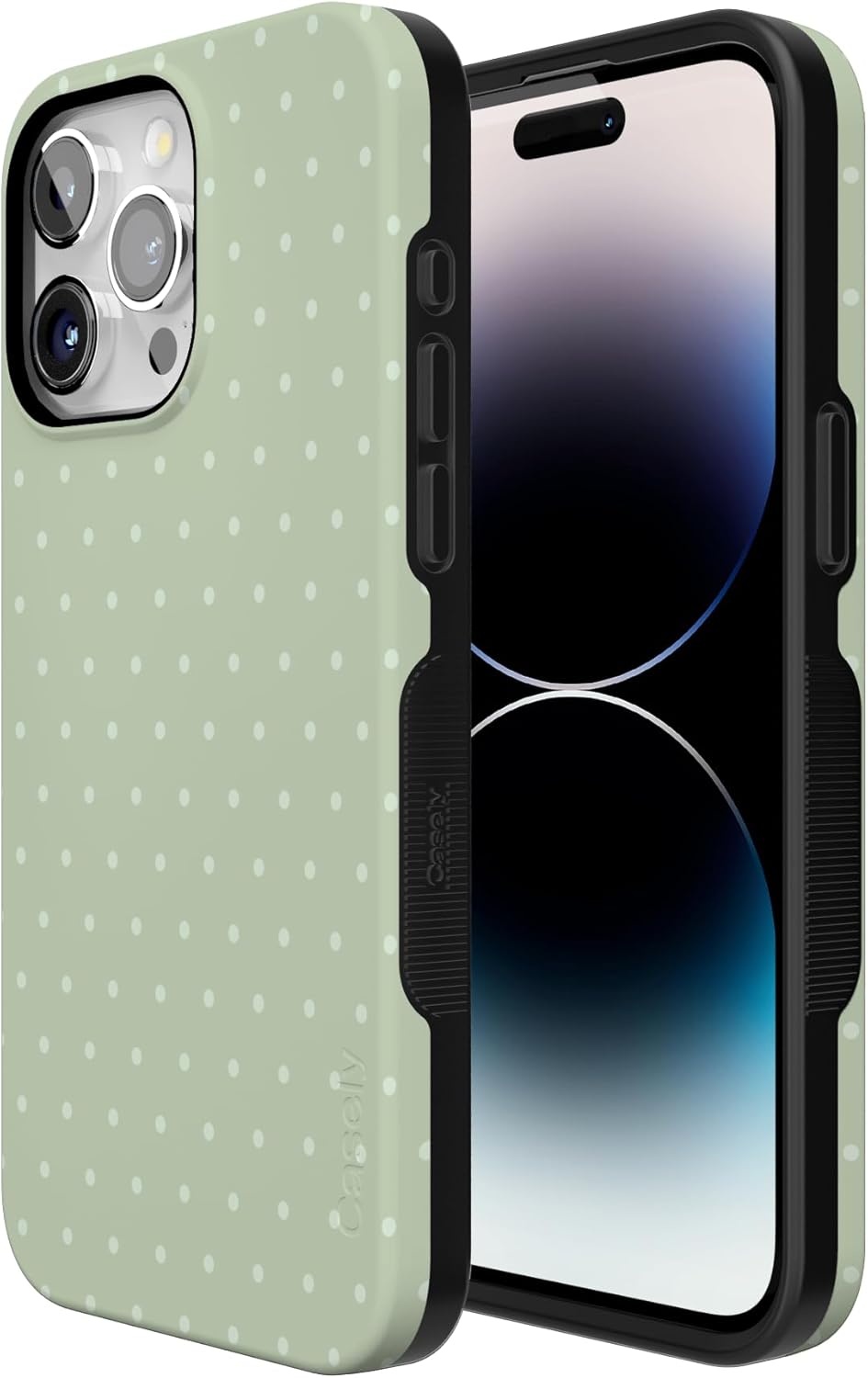 imageCasely iPhone 15 Pro Case On the Dot Green Polka Dot Bold Protective Design Compatible with MagSafe