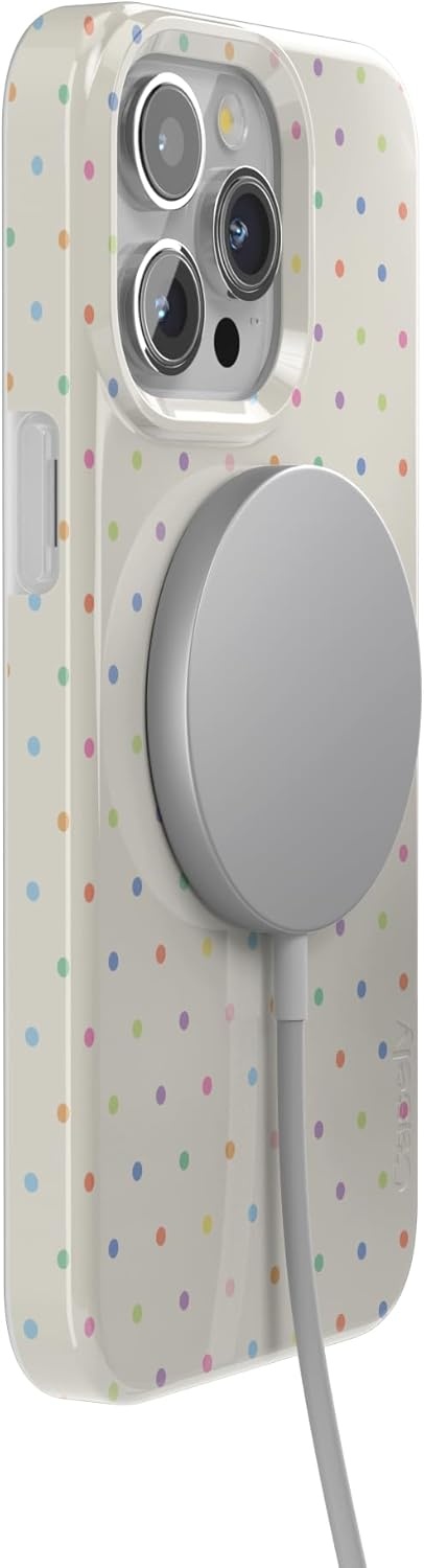 imageCasely iPhone 15 Pro Case On the Dot Rainbow Polka Dot Compatible with MagSafe Classic Ultra Thin Design