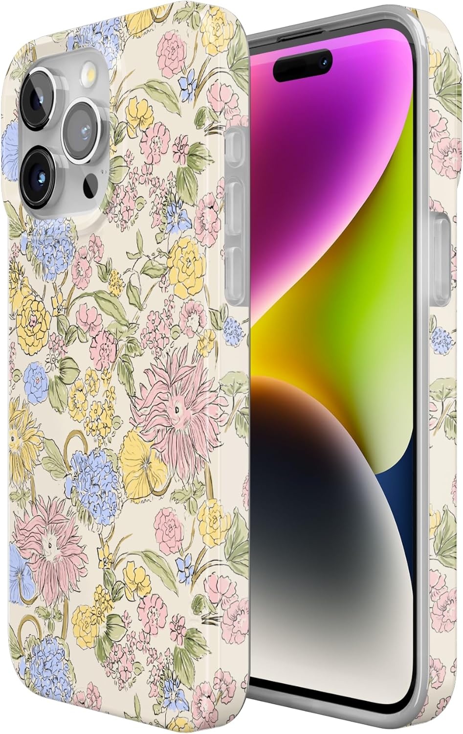 imageCasely iPhone 15 Pro Case Prairie Blooms Pastel Floral Compatible with MagSafe Classic Ultra Thin Design