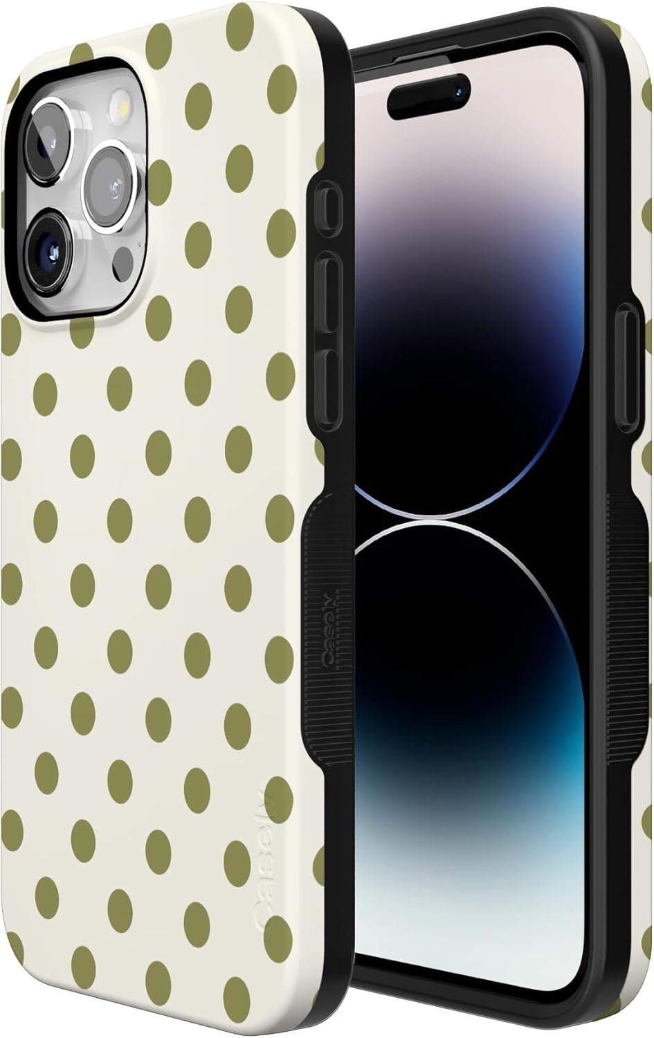 imageCasely iPhone 15 Pro Case Spotted in SoHo Green Polka Dot Bold Protective Design Compatible with MagSafe