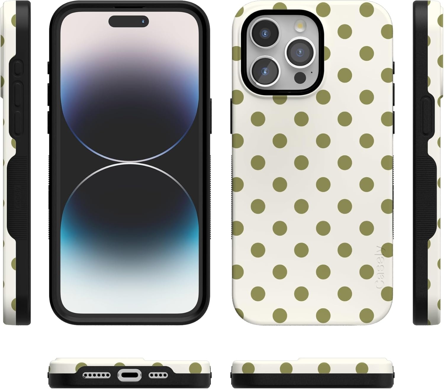 imageCasely iPhone 15 Pro Case Spotted in SoHo Green Polka Dot Bold Protective Design Compatible with MagSafe