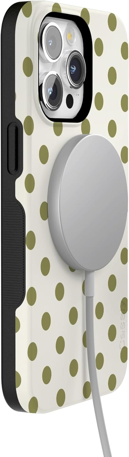 imageCasely iPhone 15 Pro Case Spotted in SoHo Green Polka Dot Bold Protective Design Compatible with MagSafe
