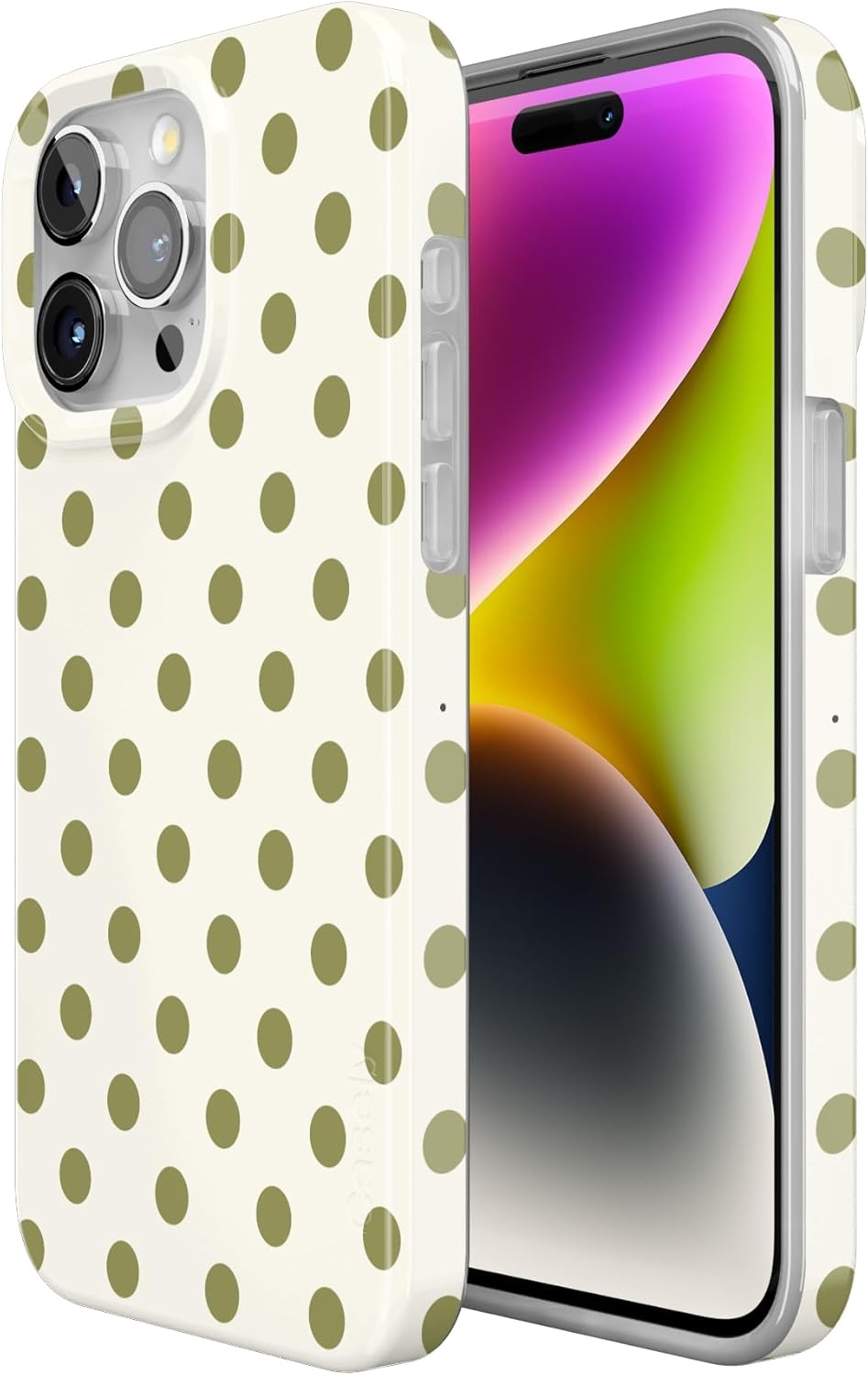 imageCasely iPhone 15 Pro Case Spotted in SoHo Green Polka Dot Compatible with MagSafe Classic Ultra Thin Design