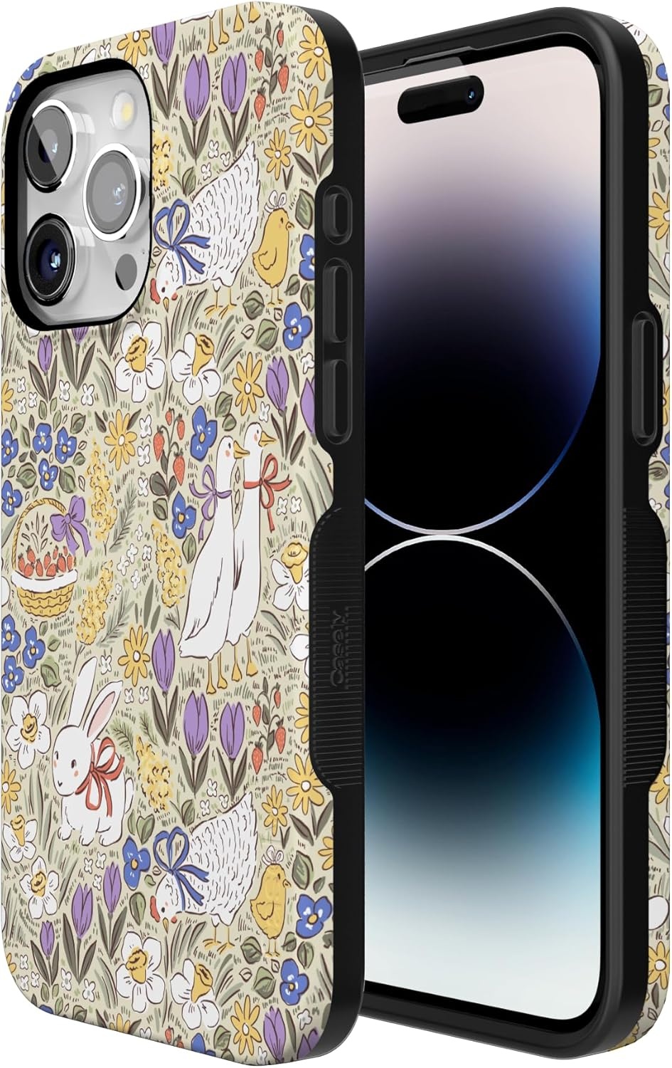 imageCasely iPhone 15 Pro Case Storybook Stroll Spring Garden Bold Protective Design Compatible with MagSafe