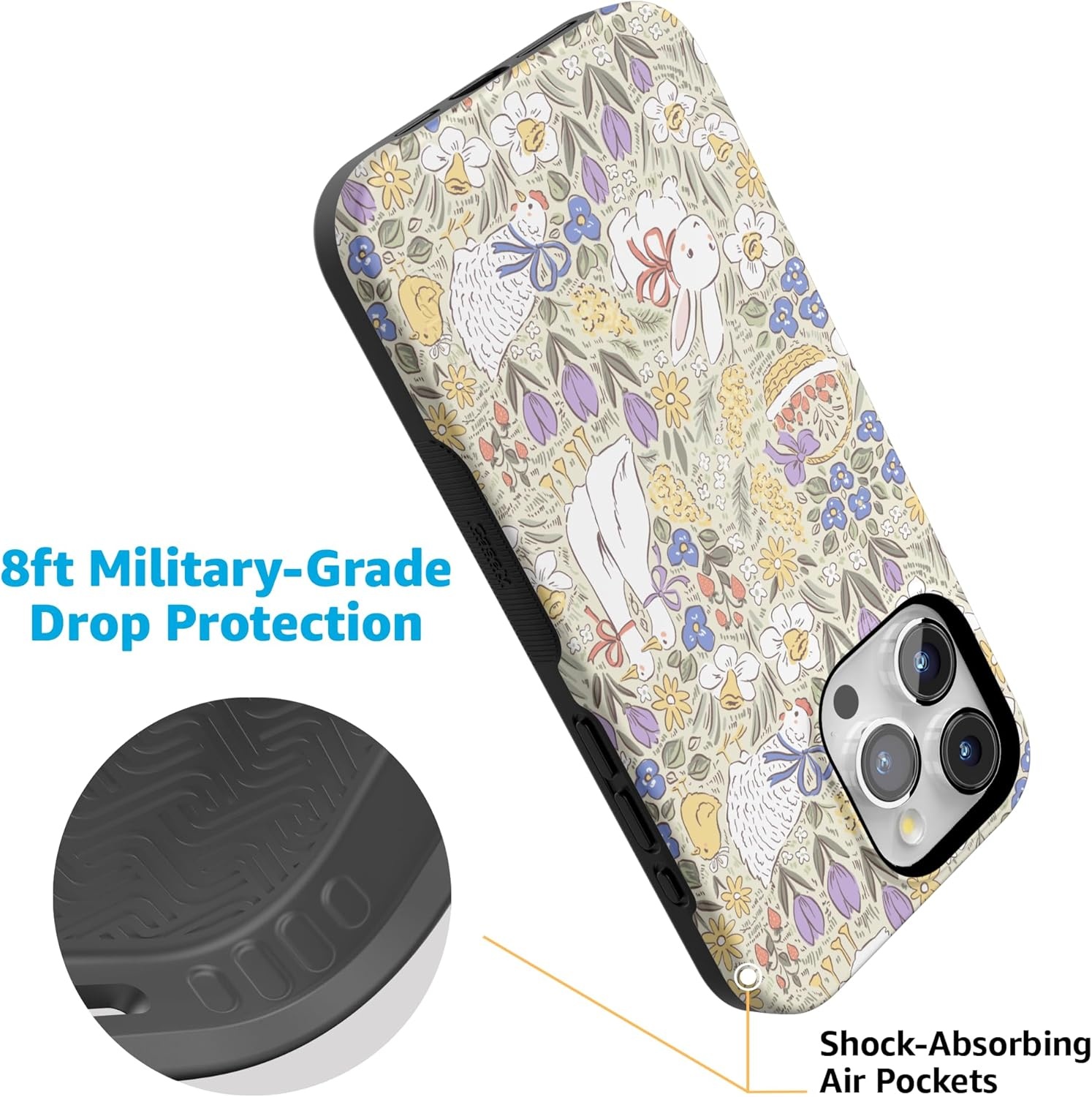 imageCasely iPhone 15 Pro Case Storybook Stroll Spring Garden Bold Protective Design Compatible with MagSafe
