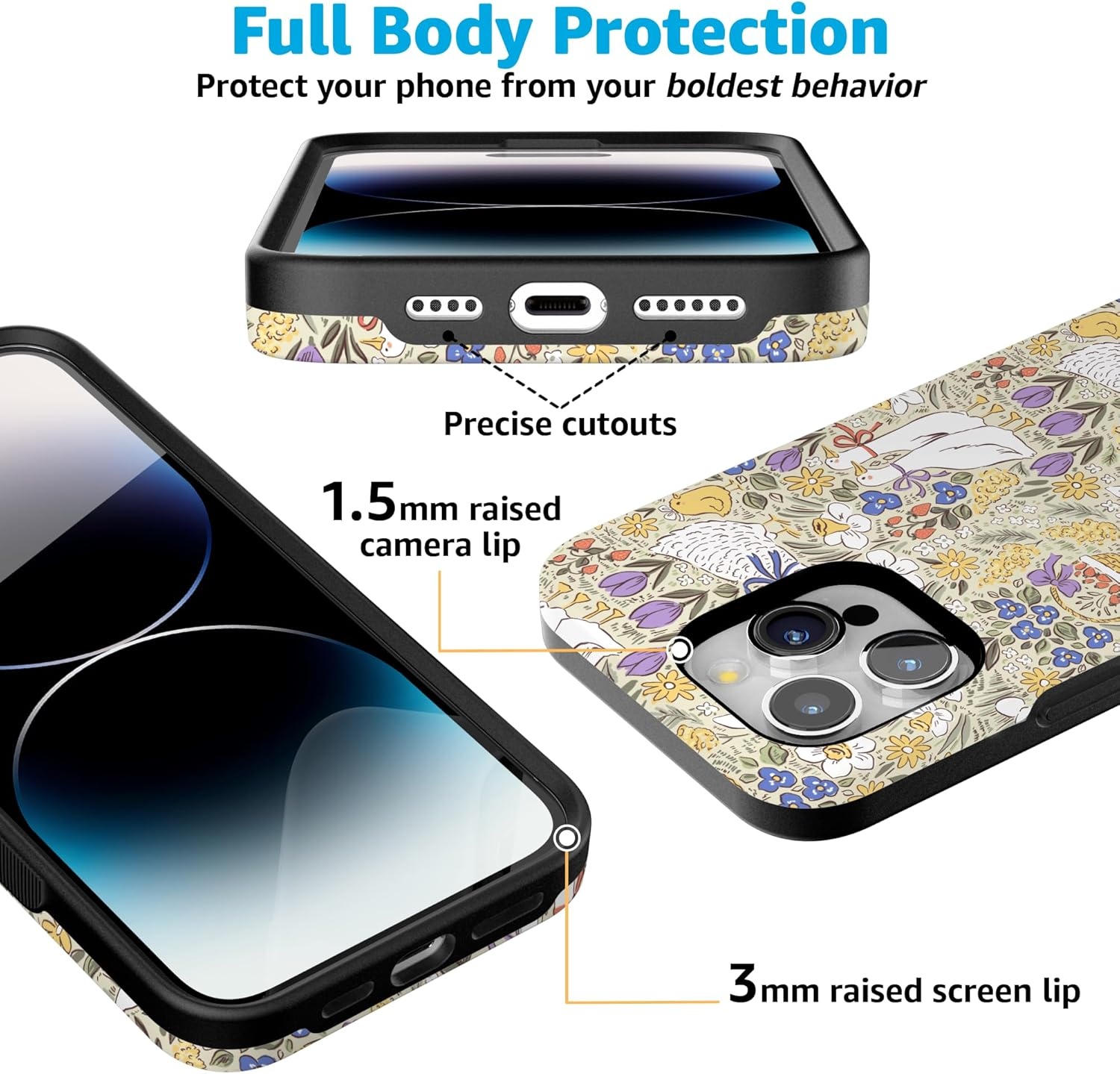 imageCasely iPhone 15 Pro Case Storybook Stroll Spring Garden Bold Protective Design Compatible with MagSafe