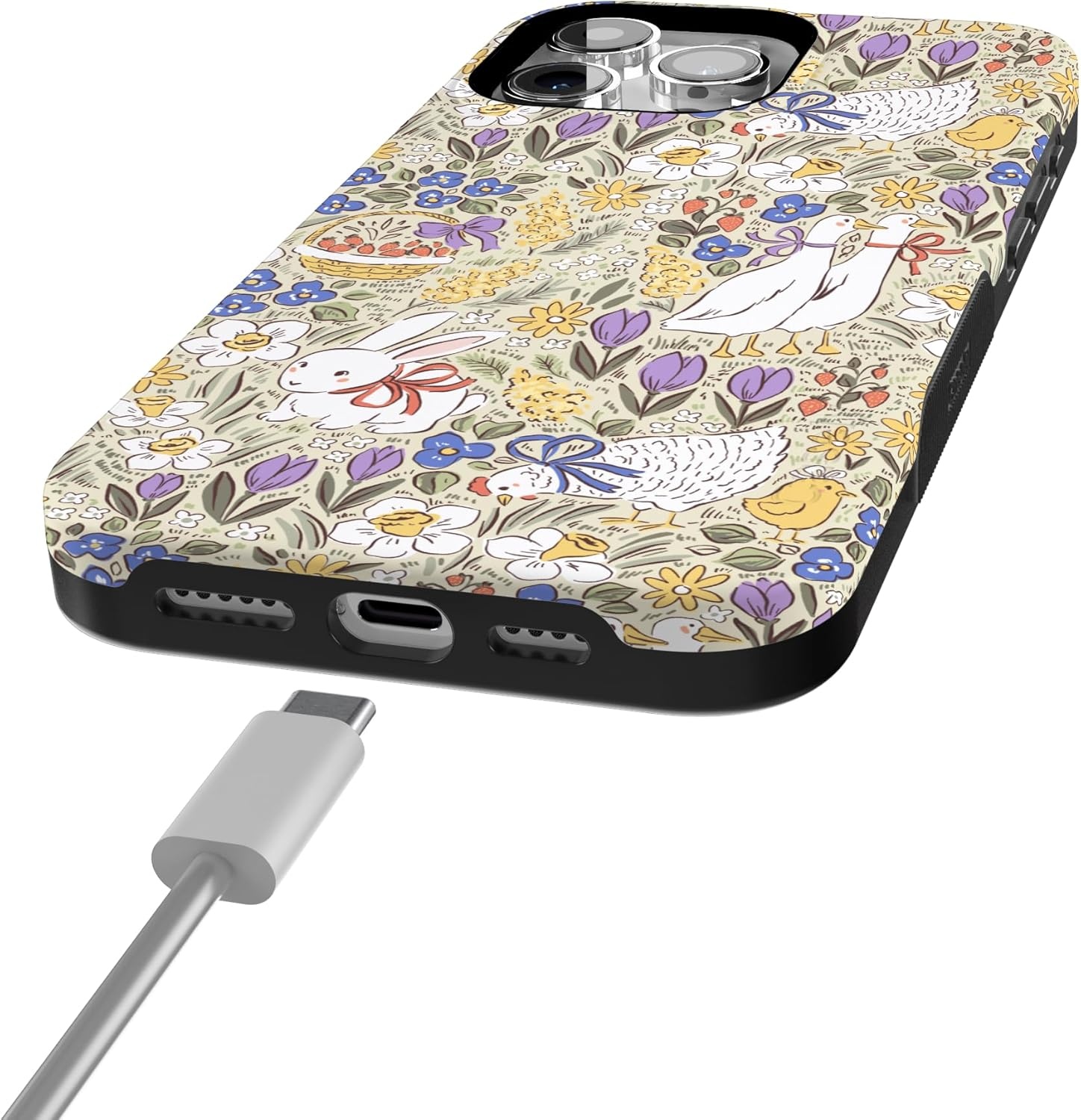 imageCasely iPhone 15 Pro Case Storybook Stroll Spring Garden Bold Protective Design Compatible with MagSafe