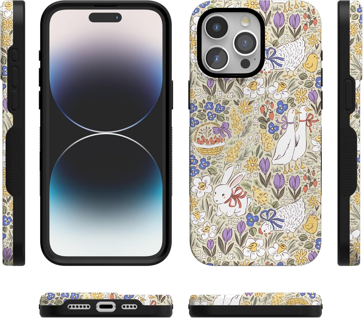 imageCasely iPhone 15 Pro Case Storybook Stroll Spring Garden Bold Protective Design Compatible with MagSafe