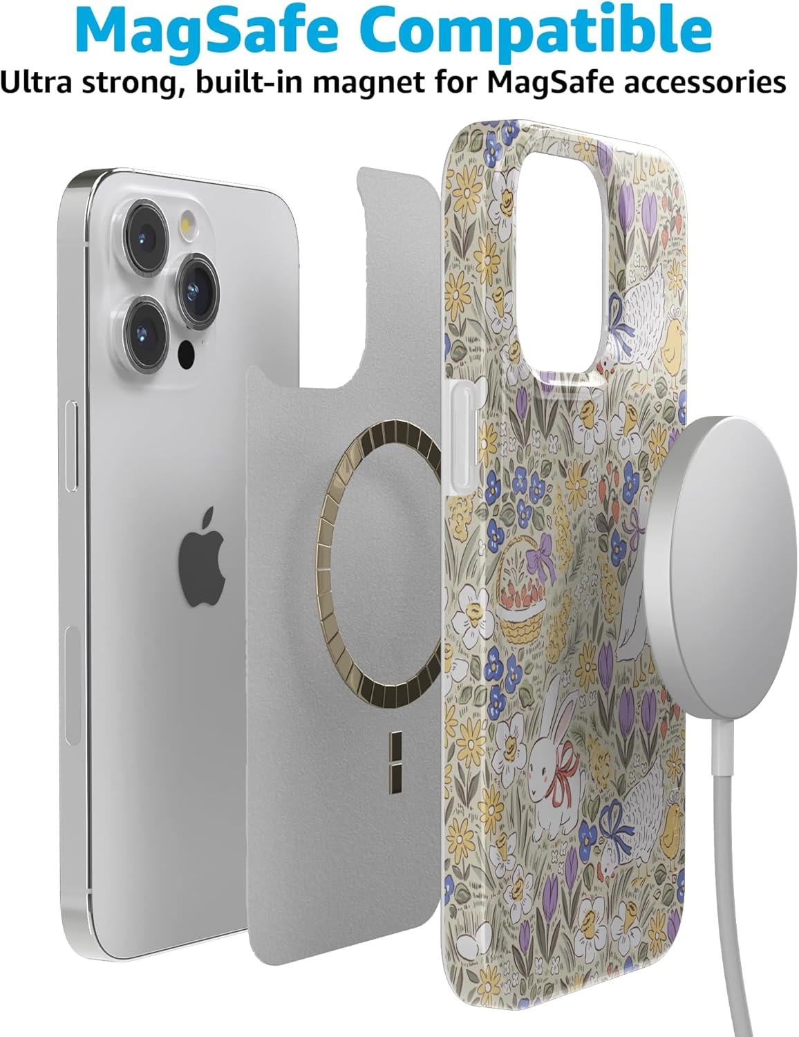 imageCasely iPhone 15 Pro Case Storybook Stroll Spring Garden Compatible with MagSafe Classic Ultra Thin Design