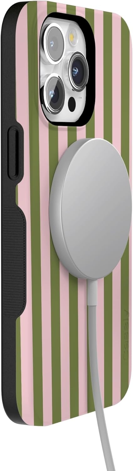 imageCasely iPhone 15 Pro Case Summer Stripes Sunday Best Bold Protective Design Compatible with MagSafe