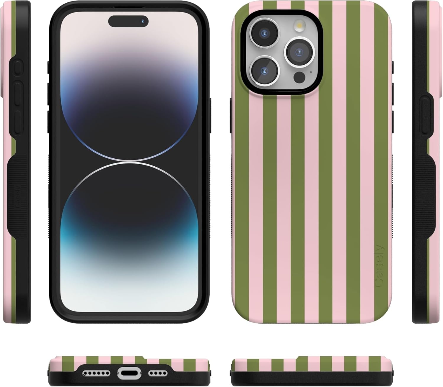 imageCasely iPhone 15 Pro Case Summer Stripes Sunday Best Bold Protective Design Compatible with MagSafe