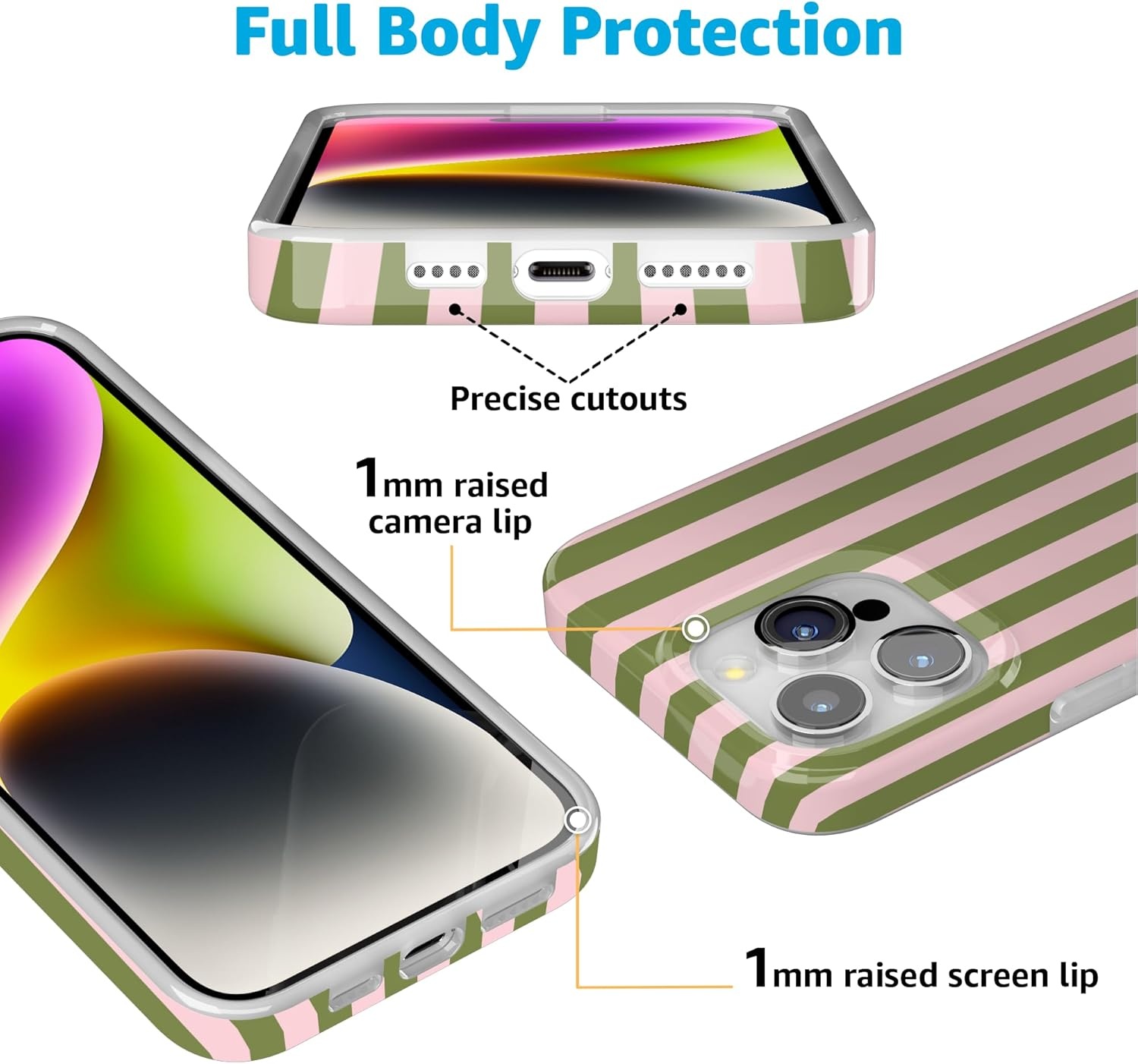 imageCasely iPhone 15 Pro Case Summer Stripes Sunday Best Compatible with MagSafe Classic Ultra Thin Design