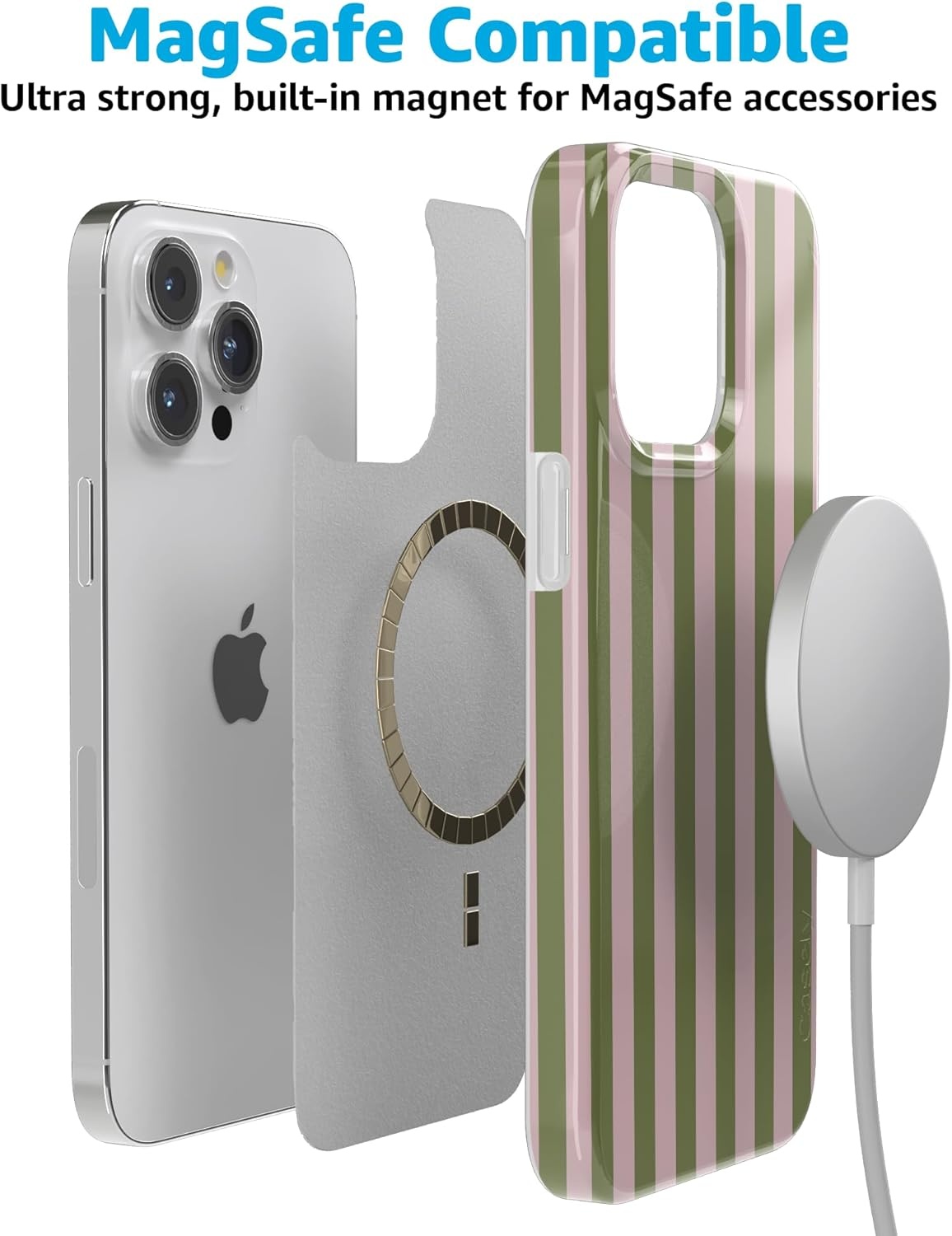 imageCasely iPhone 15 Pro Case Summer Stripes Sunday Best Compatible with MagSafe Classic Ultra Thin Design