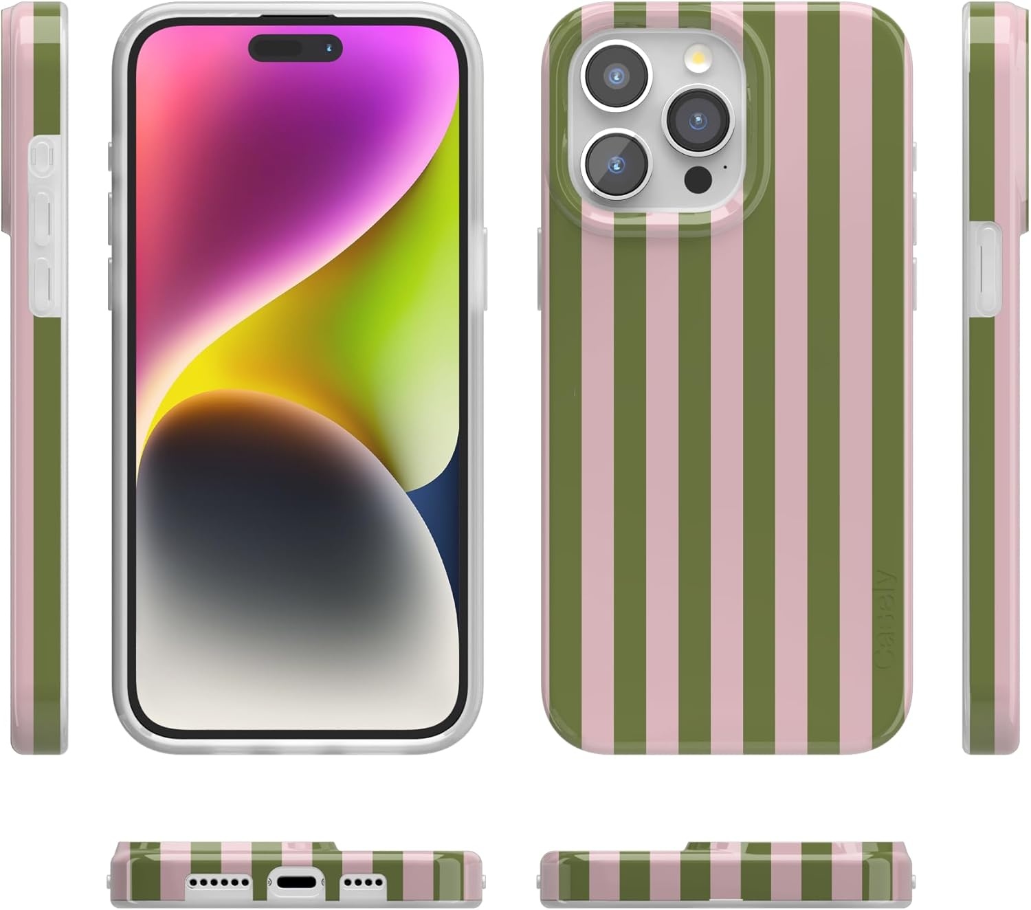 imageCasely iPhone 15 Pro Case Summer Stripes Sunday Best Compatible with MagSafe Classic Ultra Thin Design