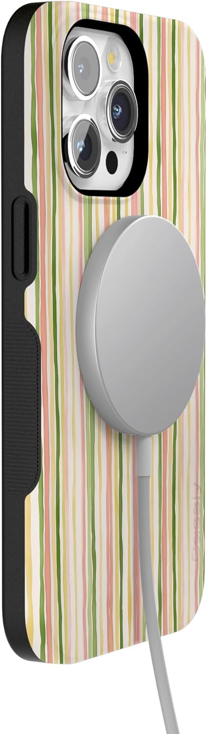 imageCasely iPhone 15 Pro Case Sweet Stripes Rainbow Pastel Bold Protective Design Compatible with MagSafe