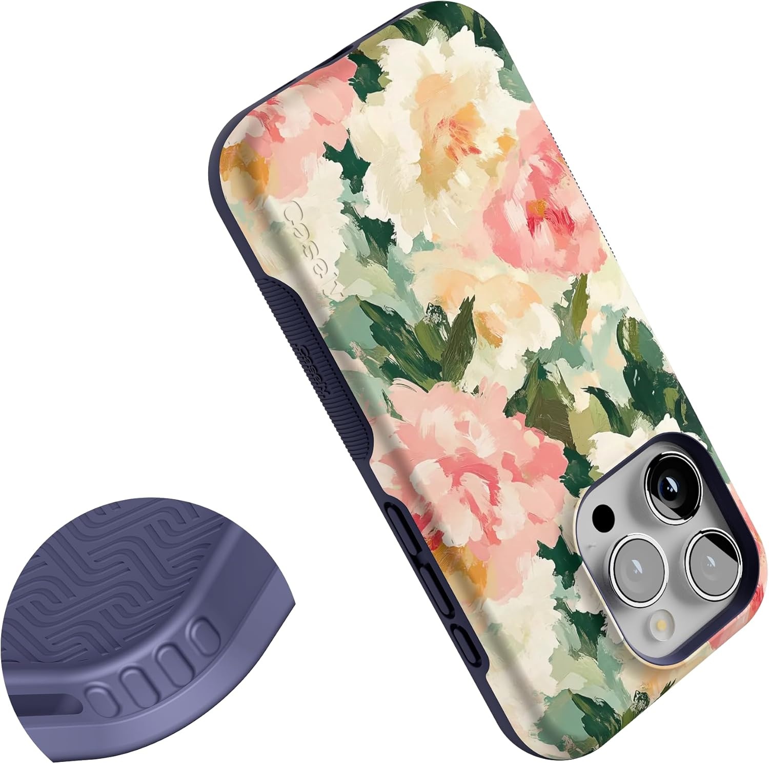 imageCasely iPhone 15 Pro Case The Garden Room Painted Petals Bold Protective Design Compatible with MagSafe