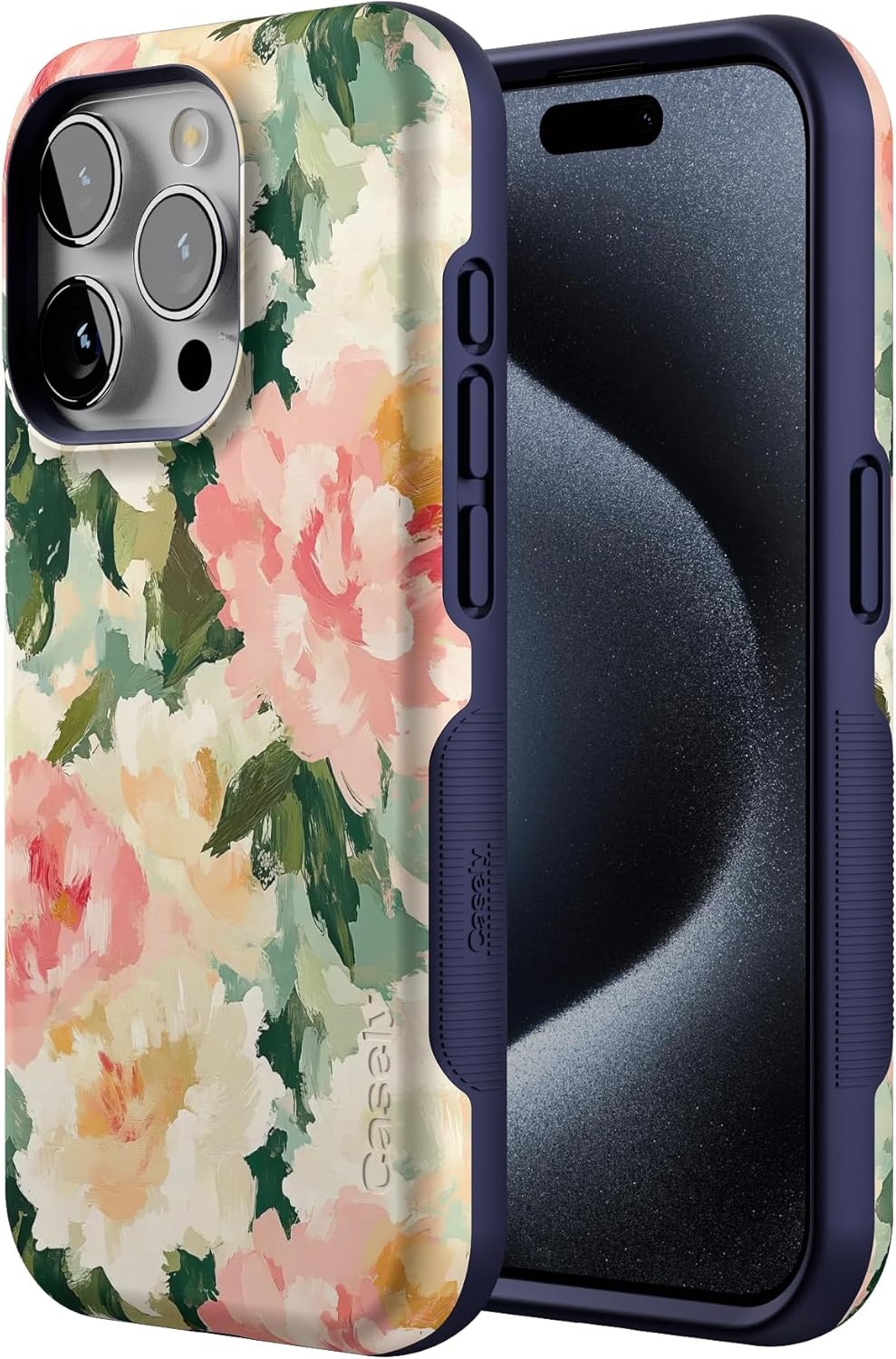 imageCasely iPhone 15 Pro Case The Garden Room Painted Petals Bold Protective Design Compatible with MagSafe