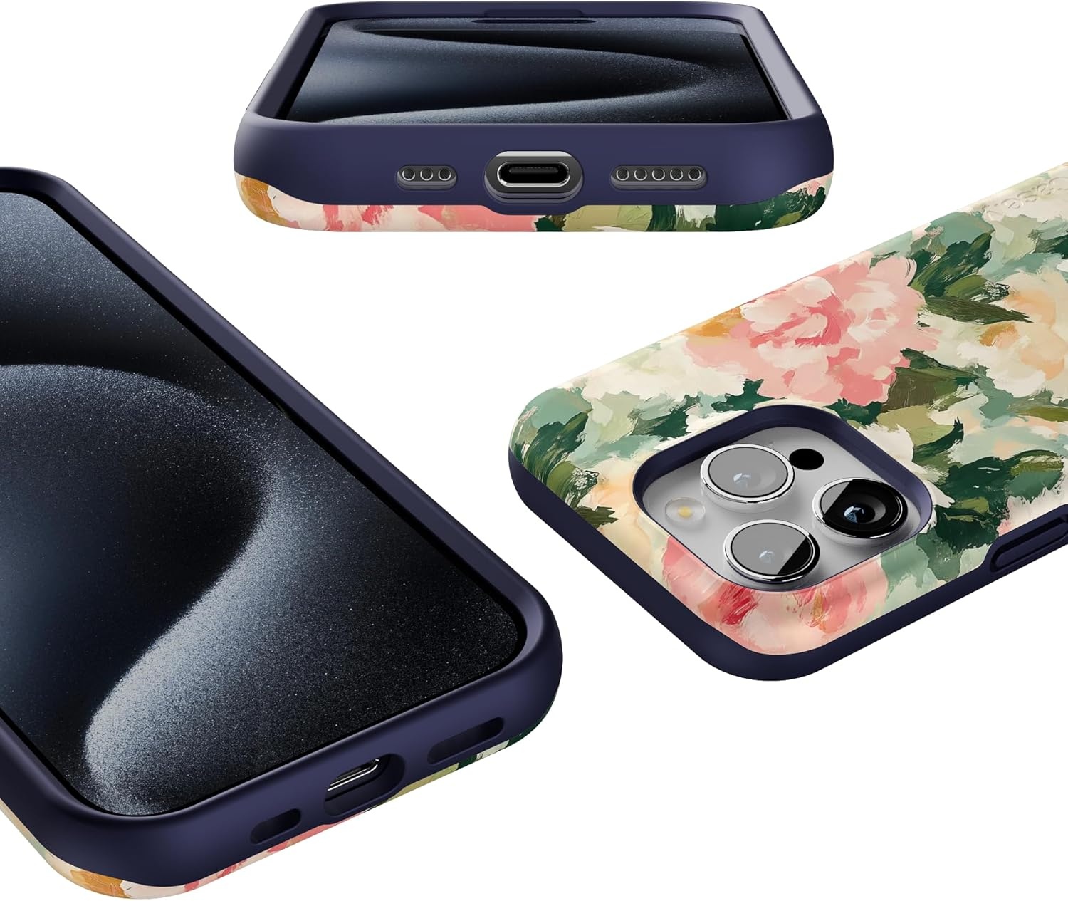 imageCasely iPhone 15 Pro Case The Garden Room Painted Petals Bold Protective Design Compatible with MagSafe