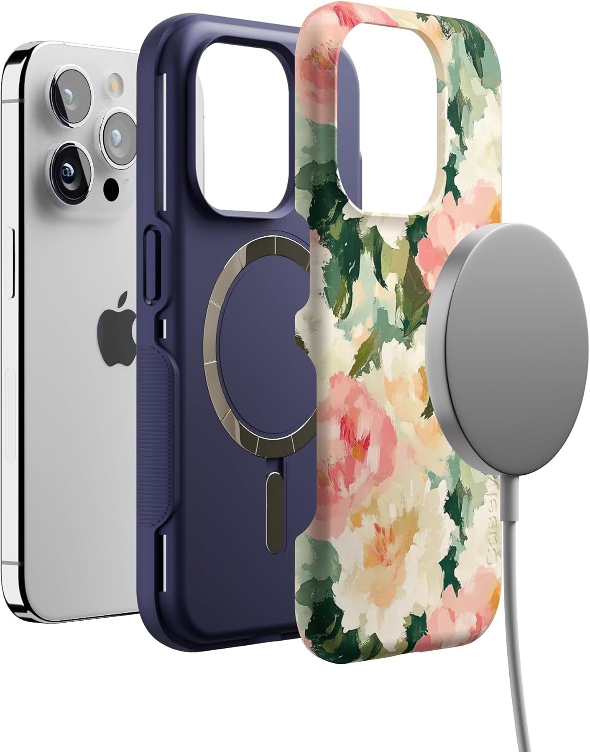 imageCasely iPhone 15 Pro Case The Garden Room Painted Petals Bold Protective Design Compatible with MagSafe