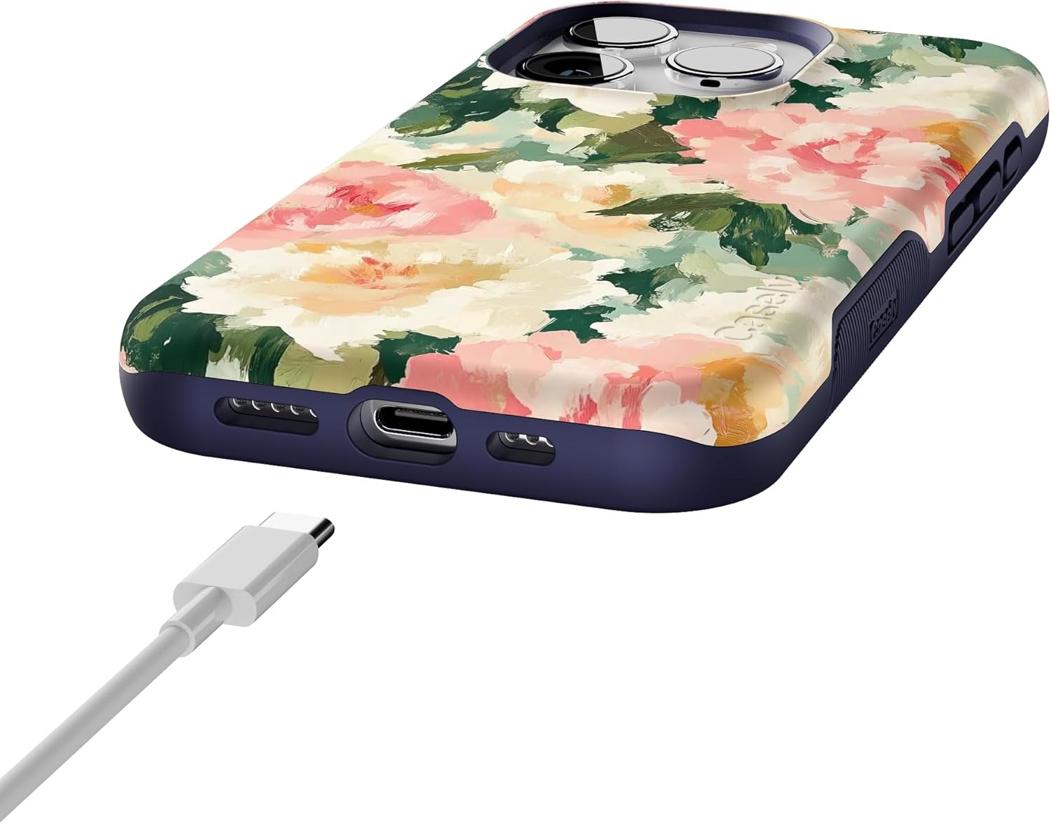 imageCasely iPhone 15 Pro Case The Garden Room Painted Petals Bold Protective Design Compatible with MagSafe