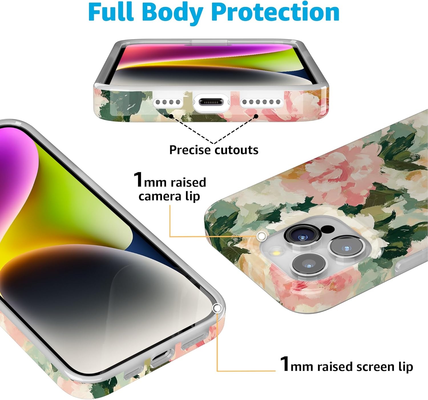 imageCasely iPhone 15 Pro Case The Garden Room Painted Petals Compatible with MagSafe Classic Ultra Thin Design