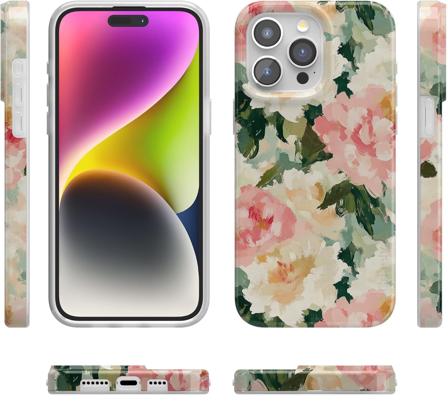 imageCasely iPhone 15 Pro Case The Garden Room Painted Petals Compatible with MagSafe Classic Ultra Thin Design