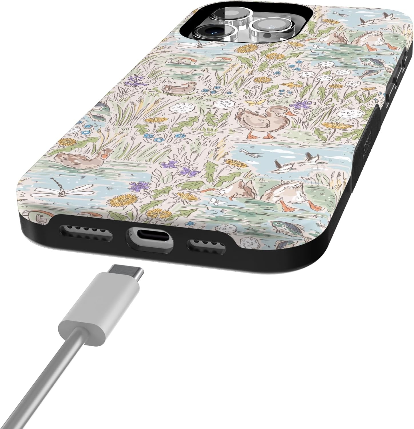 imageCasely iPhone 15 Pro Case The Waddle Path Duck Pond Bold Protective Design Compatible with MagSafe