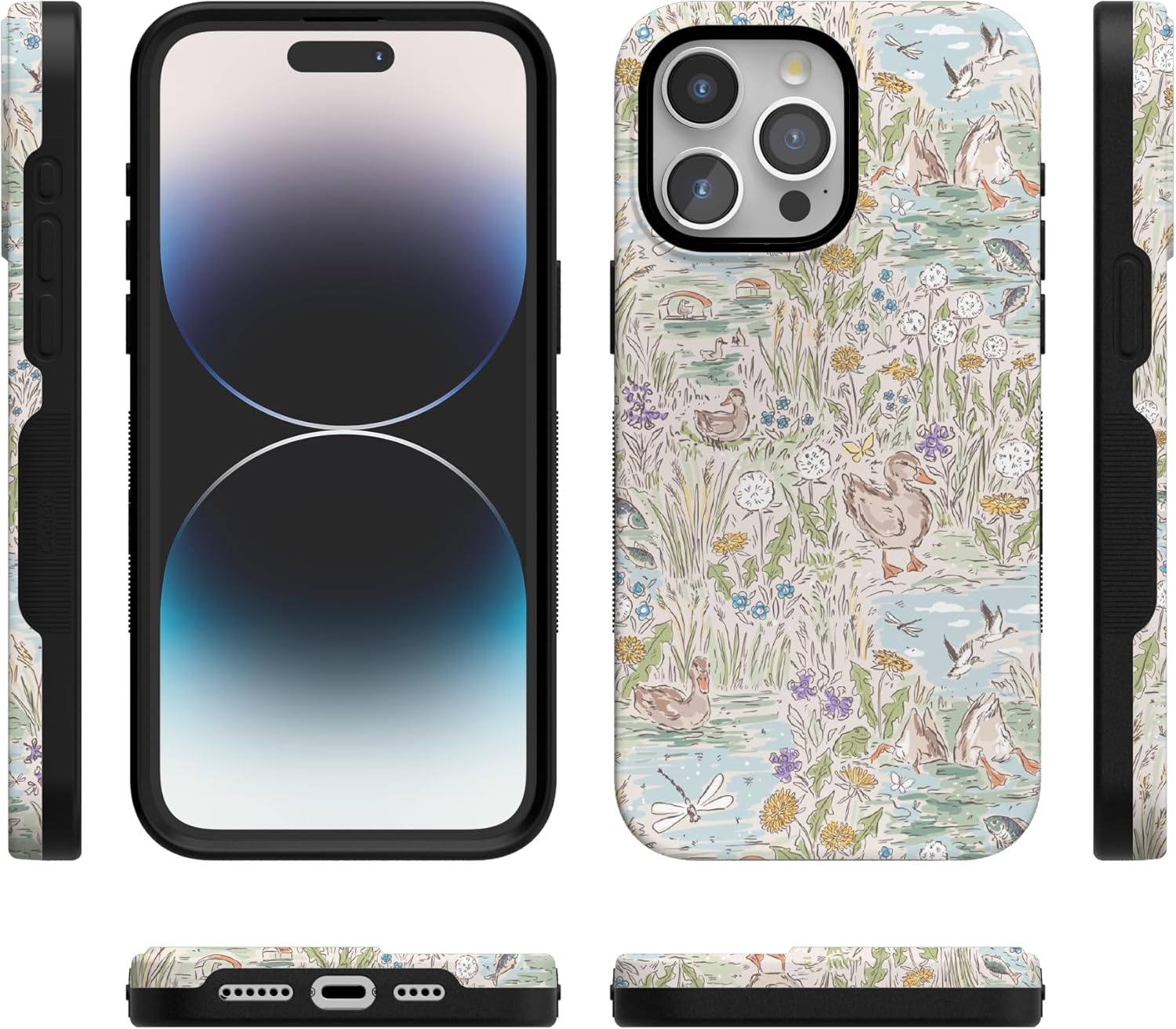 imageCasely iPhone 15 Pro Case The Waddle Path Duck Pond Bold Protective Design Compatible with MagSafe