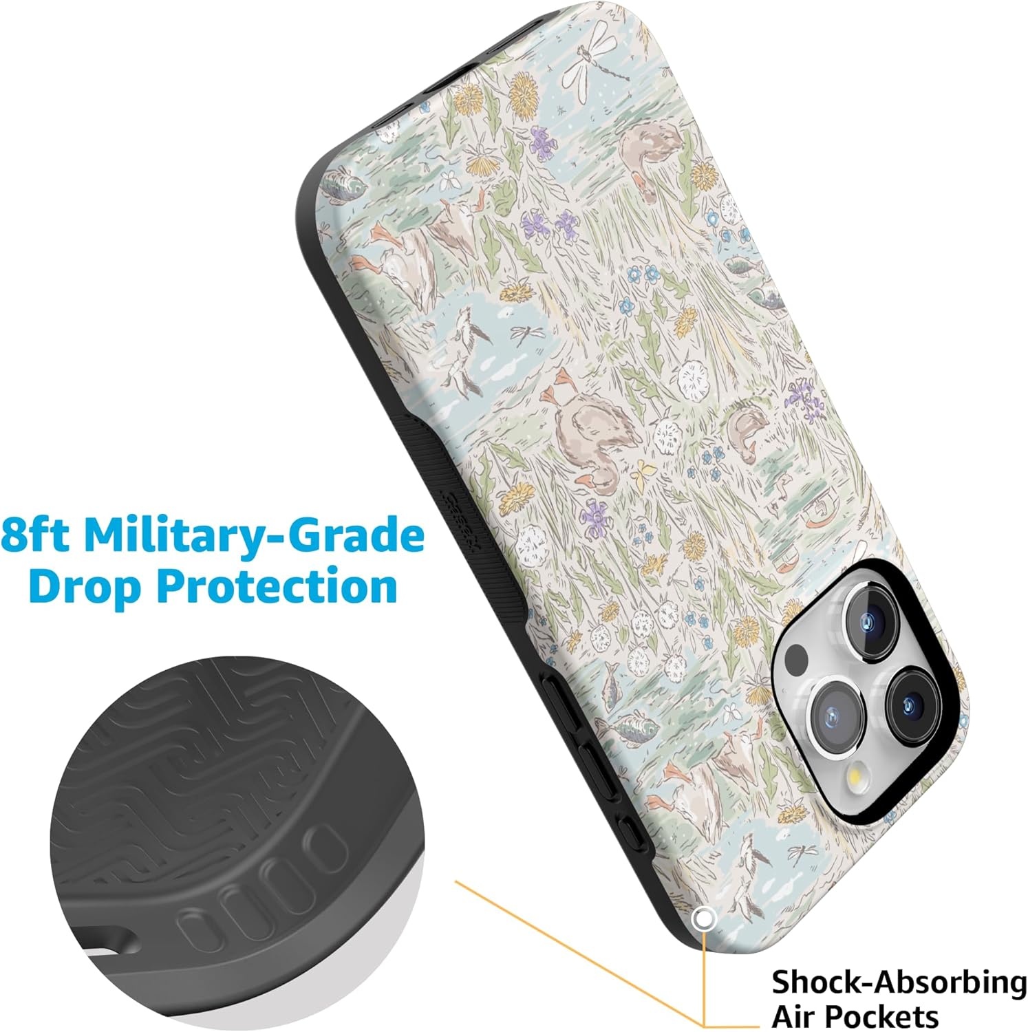 imageCasely iPhone 15 Pro Case The Waddle Path Duck Pond Bold Protective Design Compatible with MagSafe