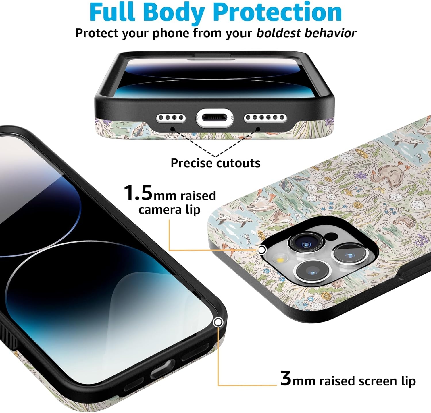 imageCasely iPhone 15 Pro Case The Waddle Path Duck Pond Bold Protective Design Compatible with MagSafe