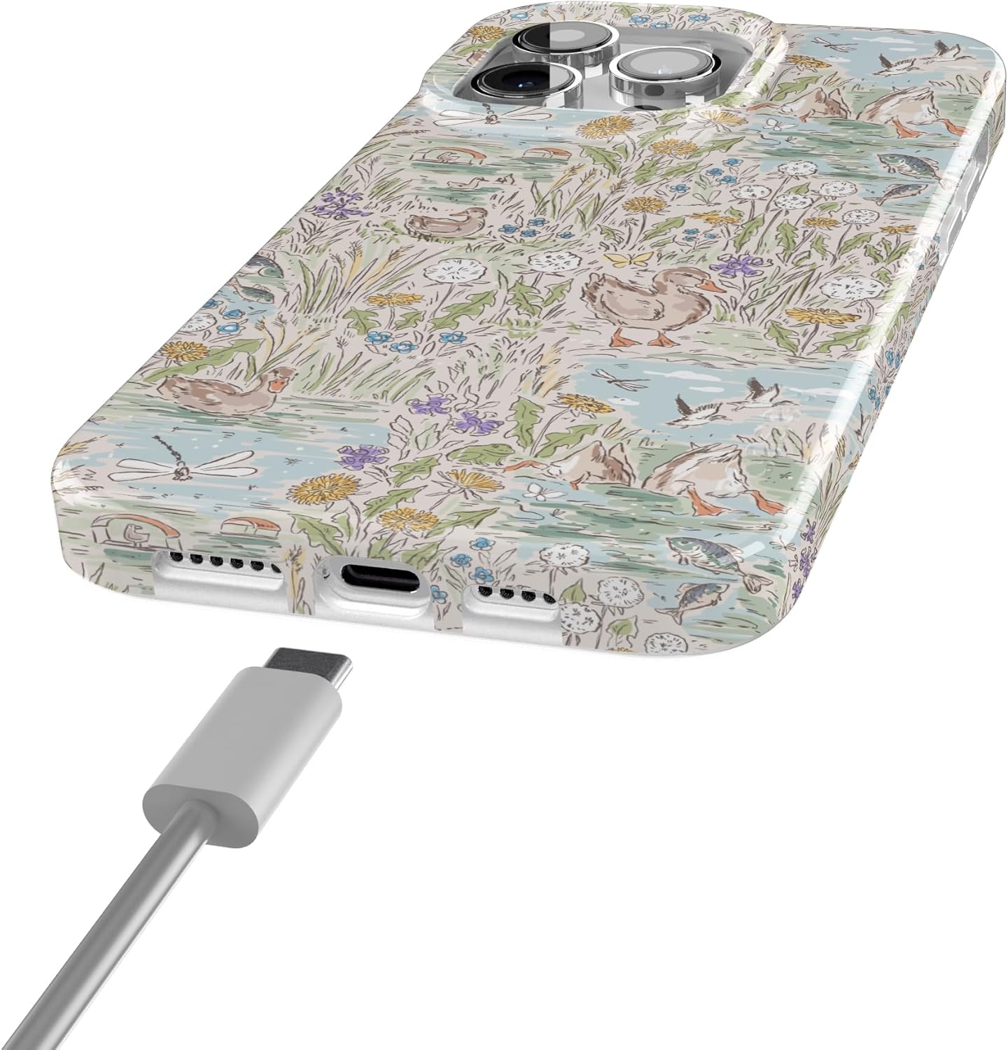 imageCasely iPhone 15 Pro Case The Waddle Path Duck Pond Compatible with MagSafe Classic Ultra Thin Design