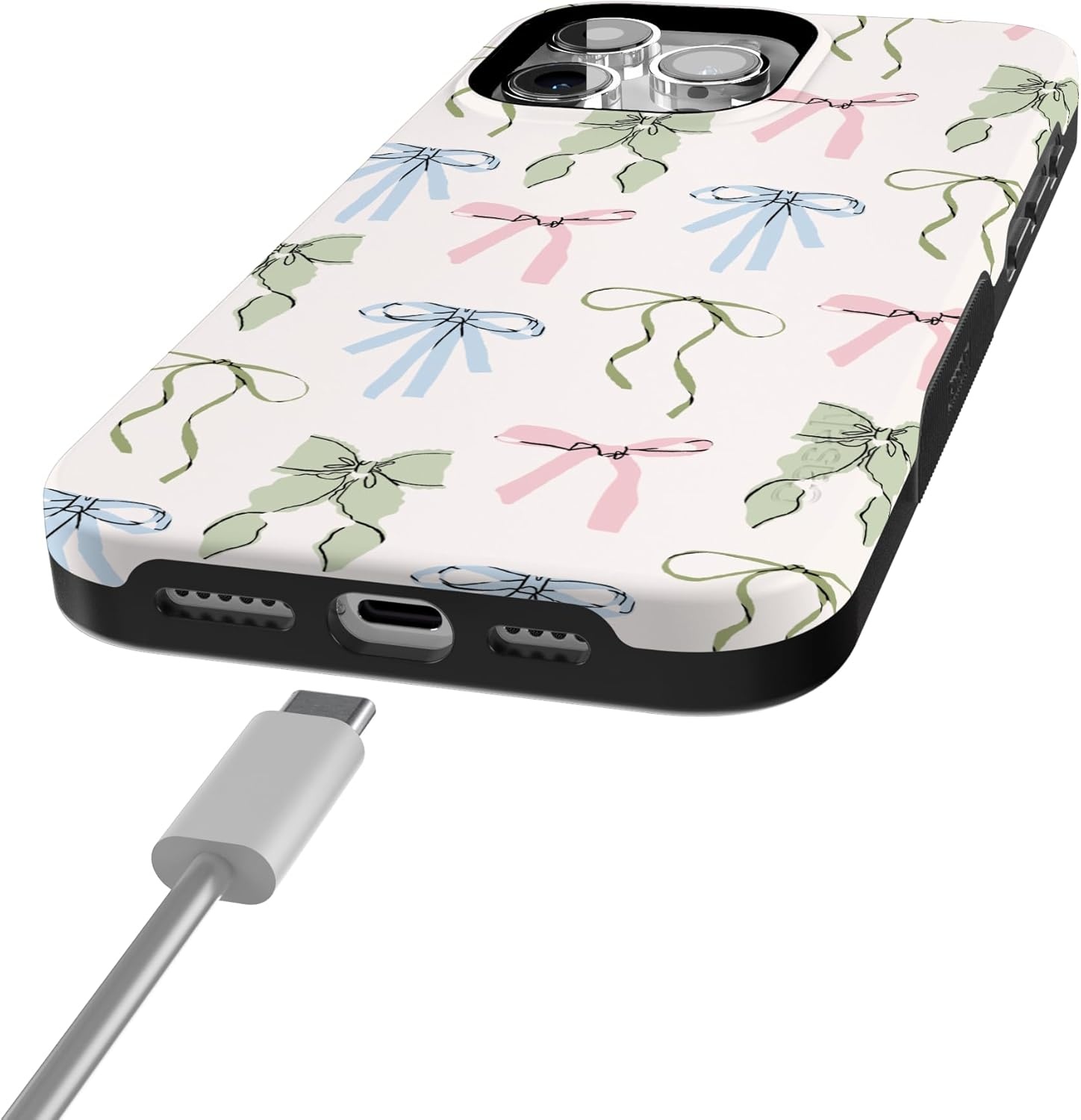 imageCasely iPhone 15 Pro Case Whimsy Girlie Pastel Bows Bold Protective Design Compatible with MagSafe