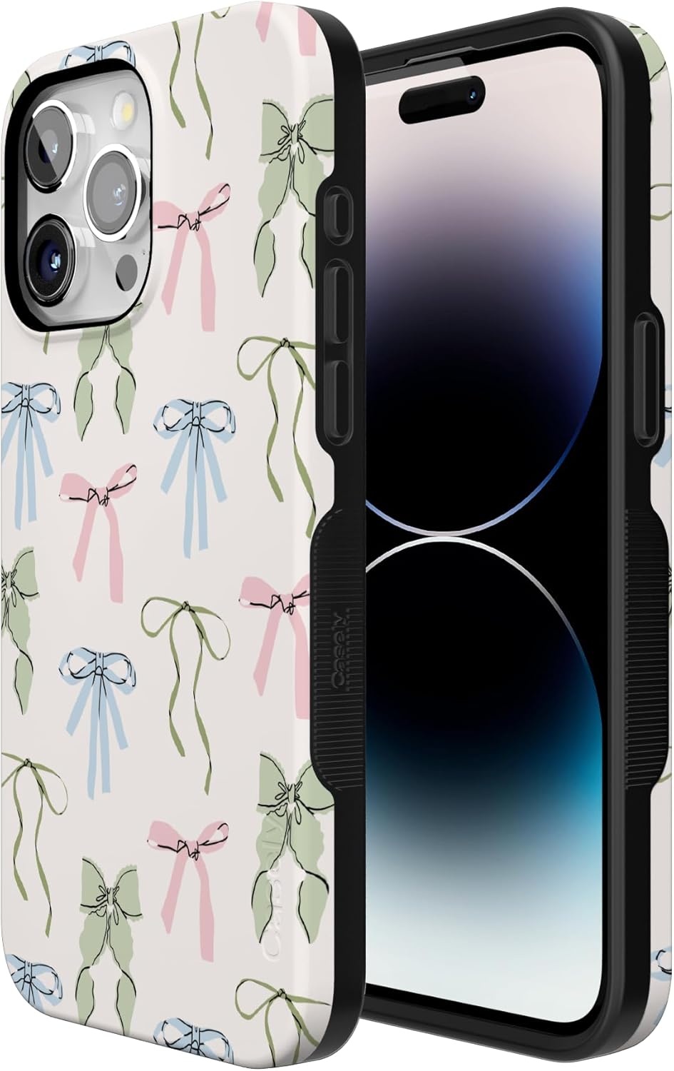 imageCasely iPhone 15 Pro Case Whimsy Girlie Pastel Bows Bold Protective Design Compatible with MagSafe