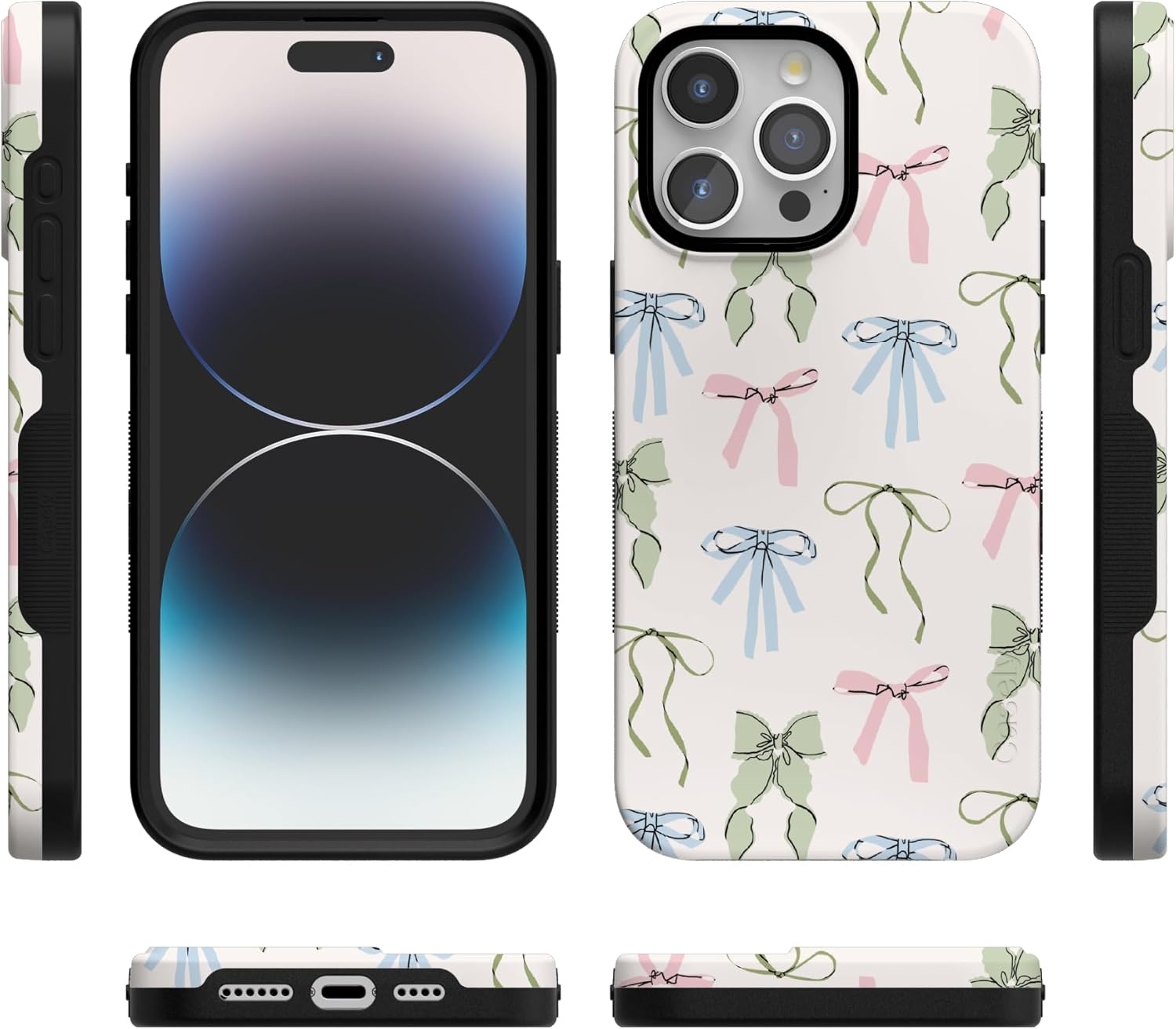 imageCasely iPhone 15 Pro Case Whimsy Girlie Pastel Bows Bold Protective Design Compatible with MagSafe