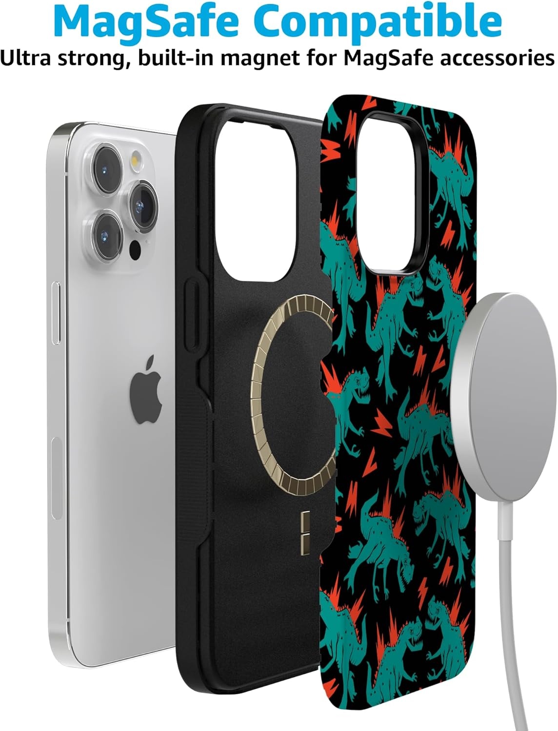 imageCasely iPhone 15 Pro Case Youre Dinomite Green Dinosaur Bold Protective Design Compatible with MagSafe