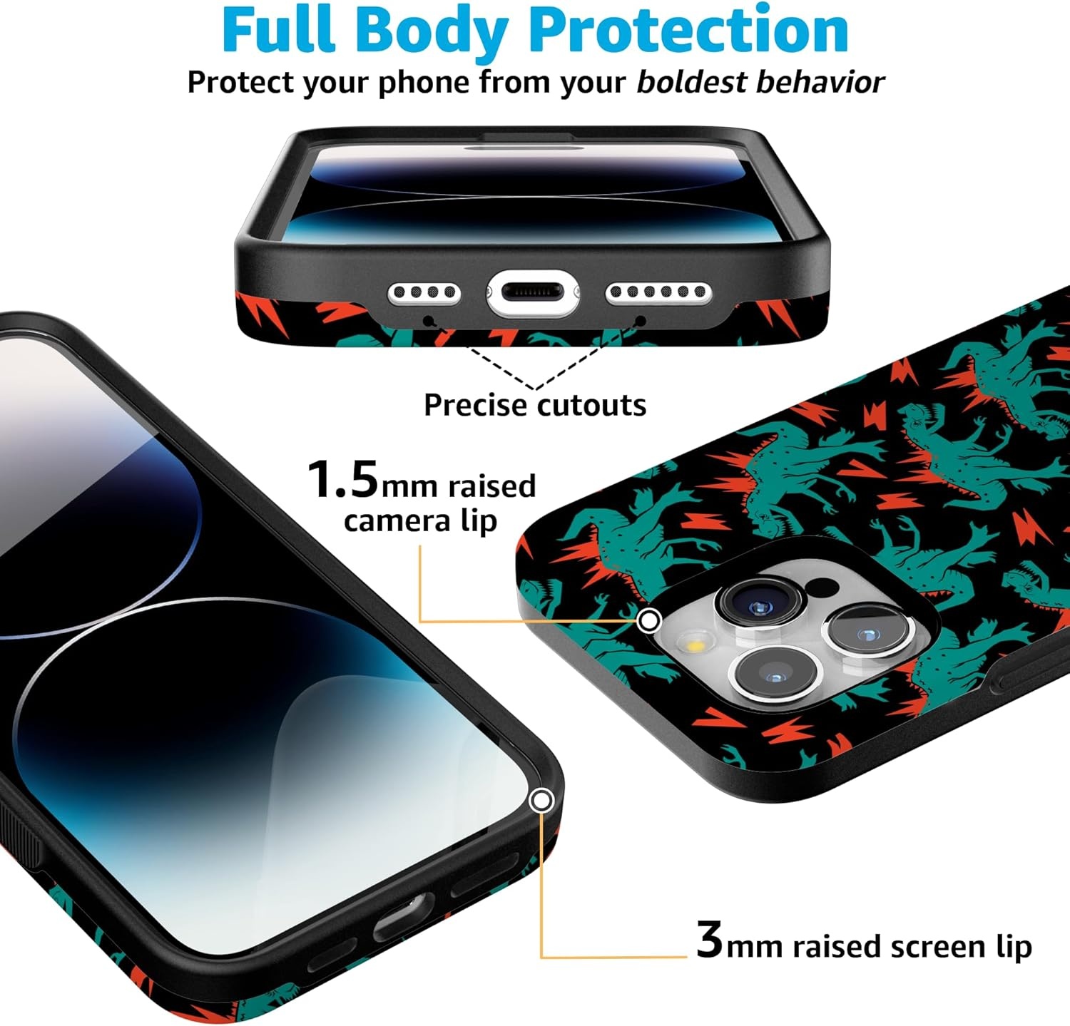 imageCasely iPhone 15 Pro Case Youre Dinomite Green Dinosaur Bold Protective Design Compatible with MagSafe