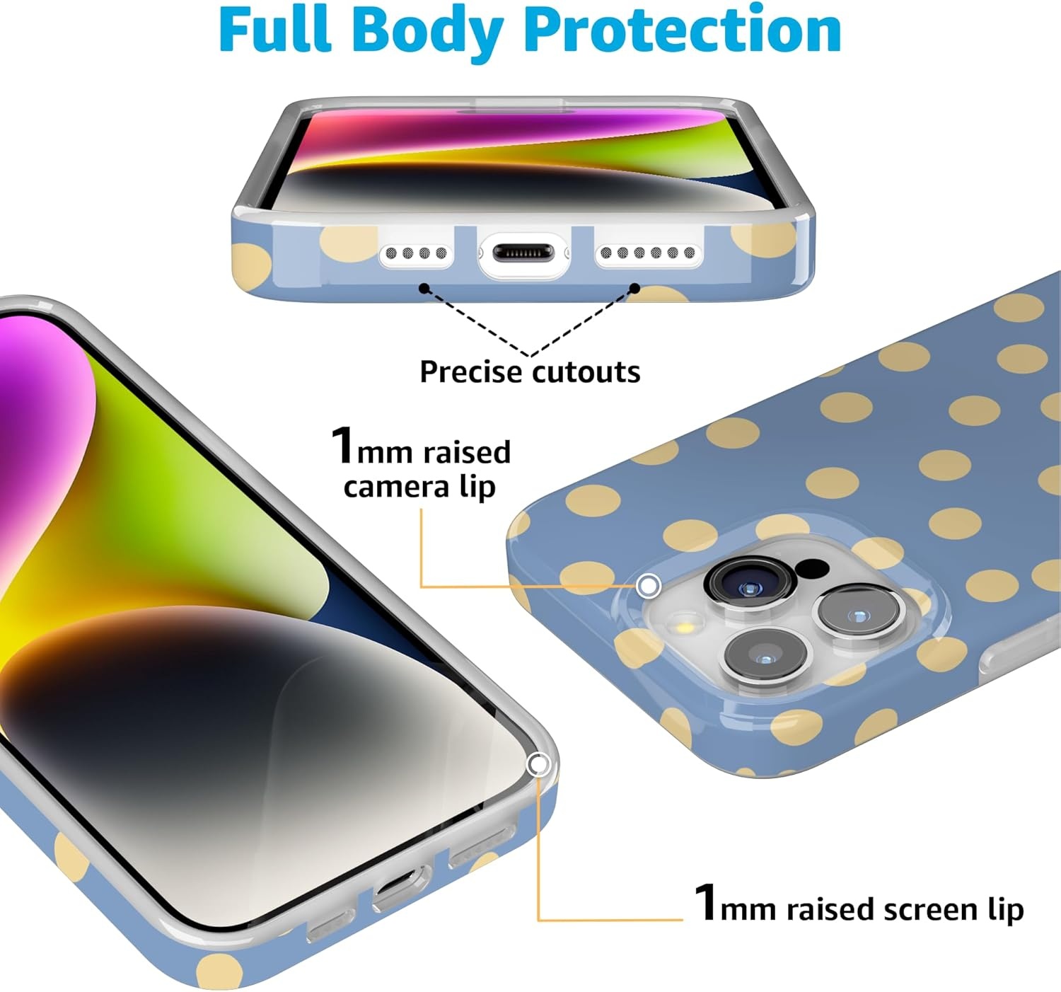 imageCasely iPhone 15 Pro Case in the Spotlight Pastel Polka Dot Compatible with MagSafe Classic Ultra Thin Design