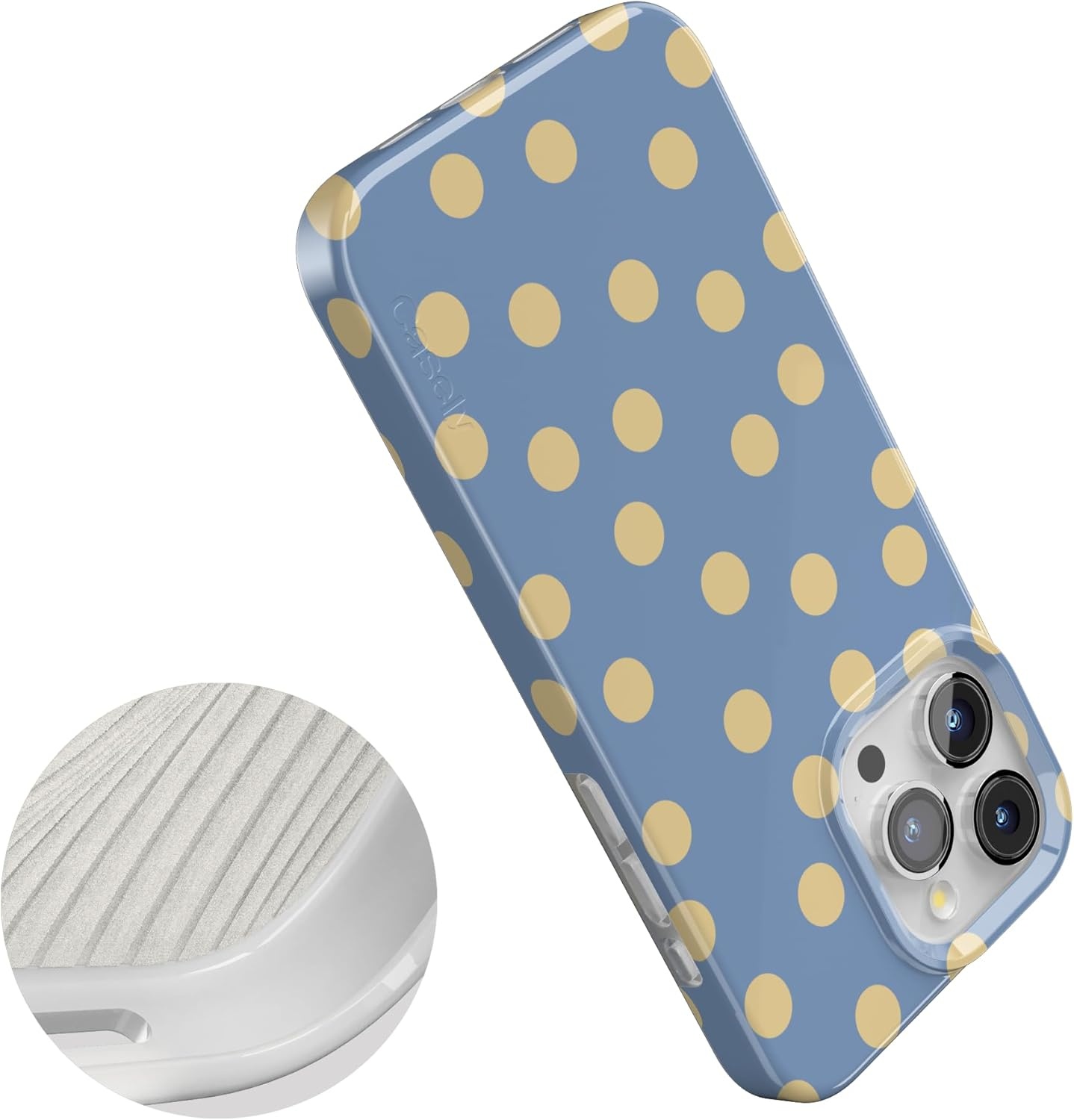 imageCasely iPhone 15 Pro Case in the Spotlight Pastel Polka Dot Compatible with MagSafe Classic Ultra Thin Design