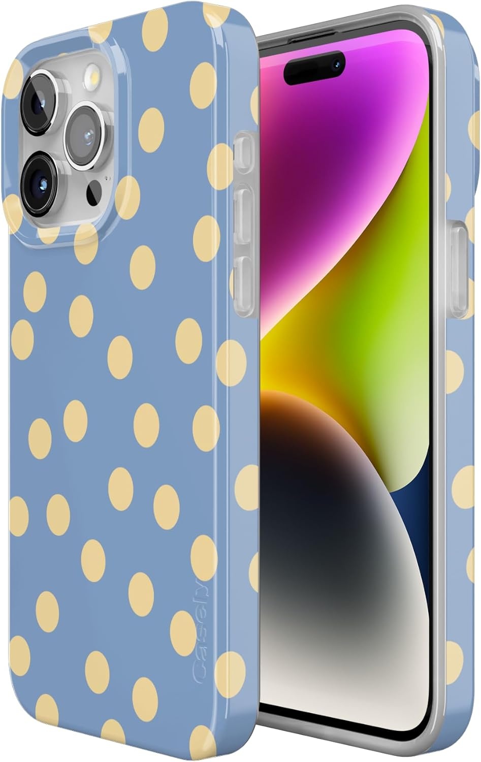 imageCasely iPhone 15 Pro Case in the Spotlight Pastel Polka Dot Compatible with MagSafe Classic Ultra Thin Design