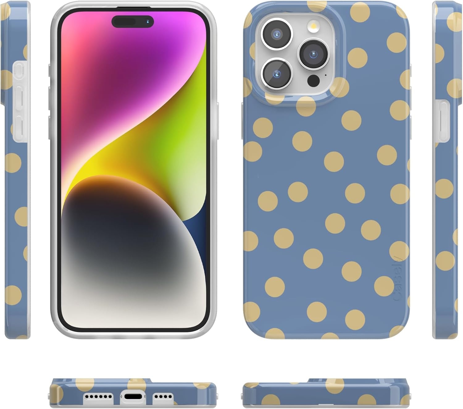 imageCasely iPhone 15 Pro Case in the Spotlight Pastel Polka Dot Compatible with MagSafe Classic Ultra Thin Design