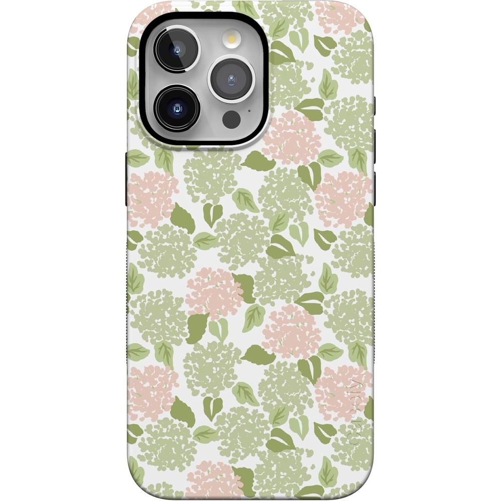 imageCasely iPhone 15 Pro Case Hydrangea Haze Floral Garden Bold Protective Design Compatible with MagSafe