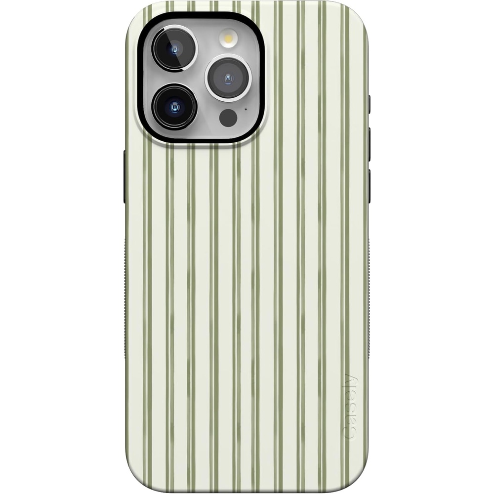 imageCasely iPhone 15 Pro Case Linen Stripe The Boyfriend Collection Bold Protective Design Compatible with MagSafe