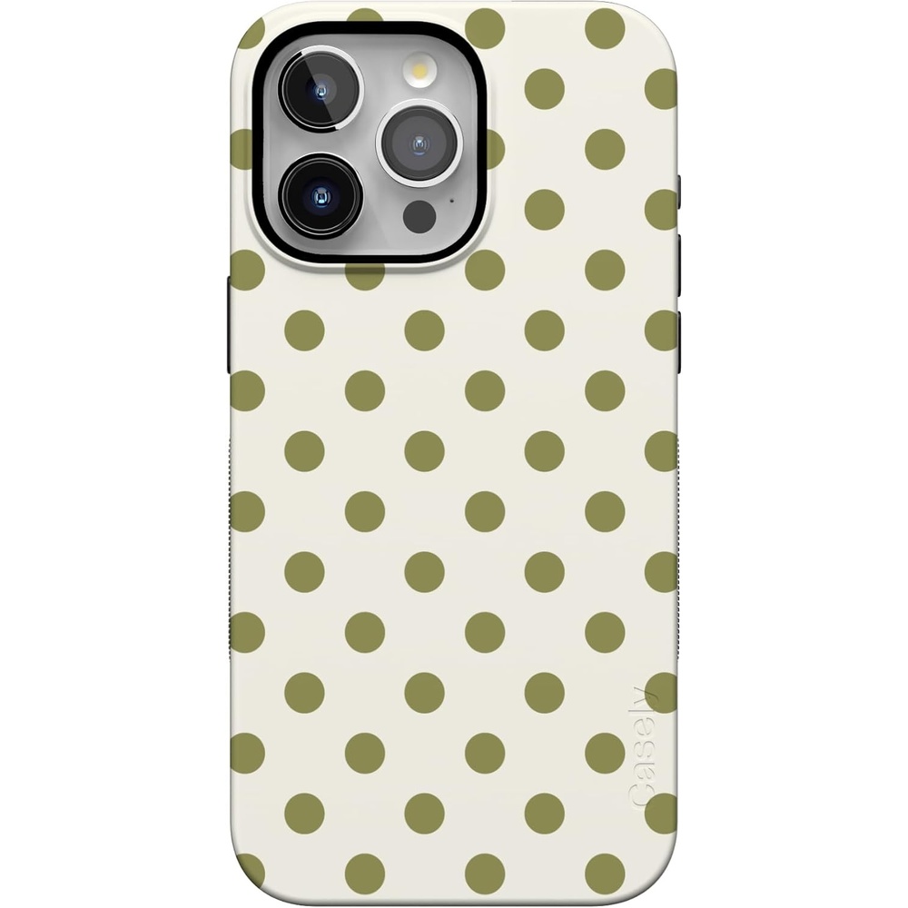 imageCasely iPhone 15 Pro Case Spotted in SoHo Green Polka Dot Bold Protective Design Compatible with MagSafe