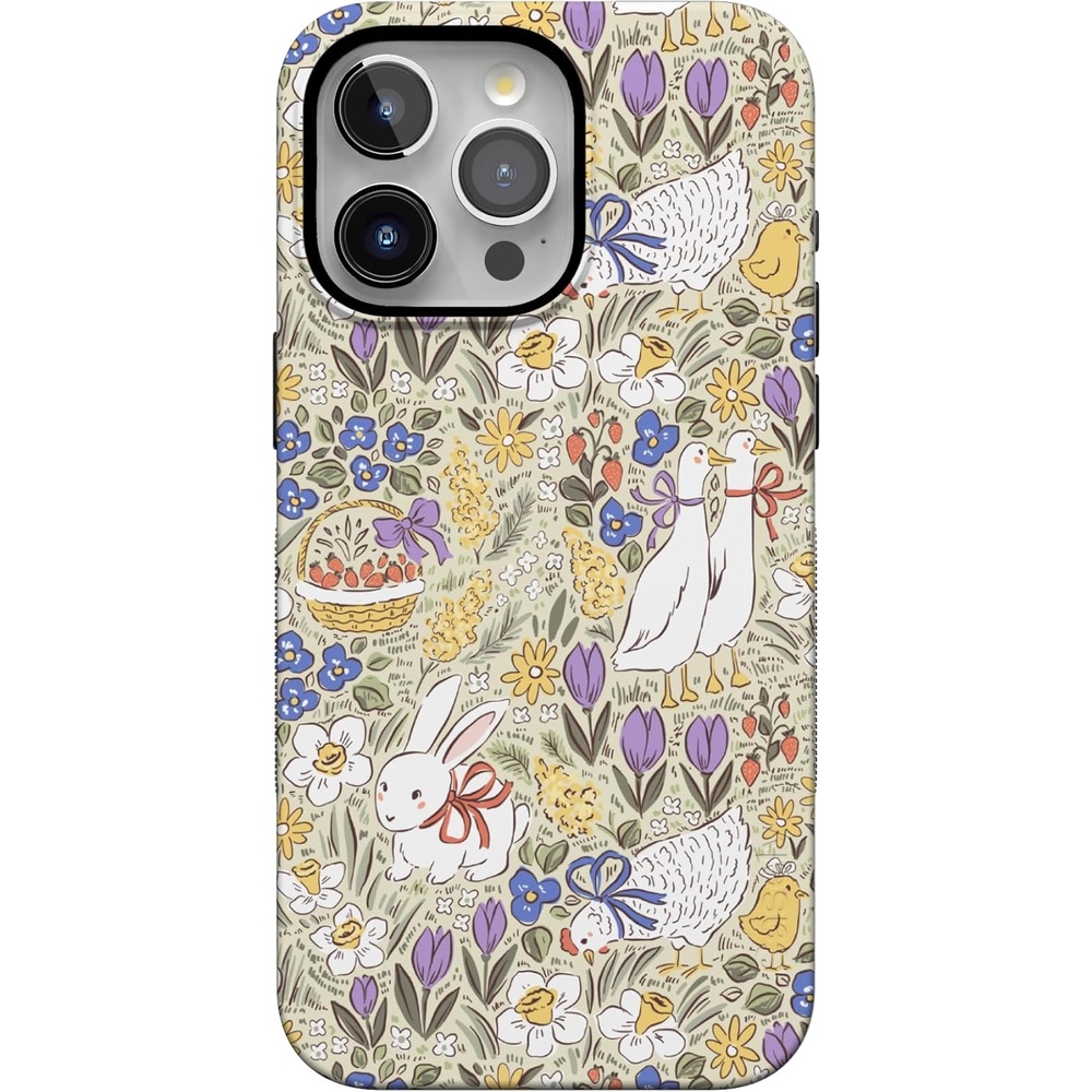 imageCasely iPhone 15 Pro Case Storybook Stroll Spring Garden Bold Protective Design Compatible with MagSafe