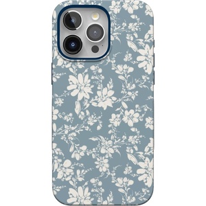 Casely iPhone 15 Pro Case | Afternoon Tea | Blue Floral | Bold Protective Design | Compatible with MagSafe
