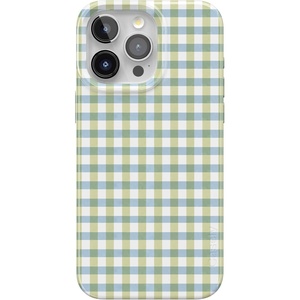 Casely iPhone 15 Pro Case | Pastel Picnic | Blue & Green Gingham | Compatible with MagSafe | Classic Ultra Thin Design